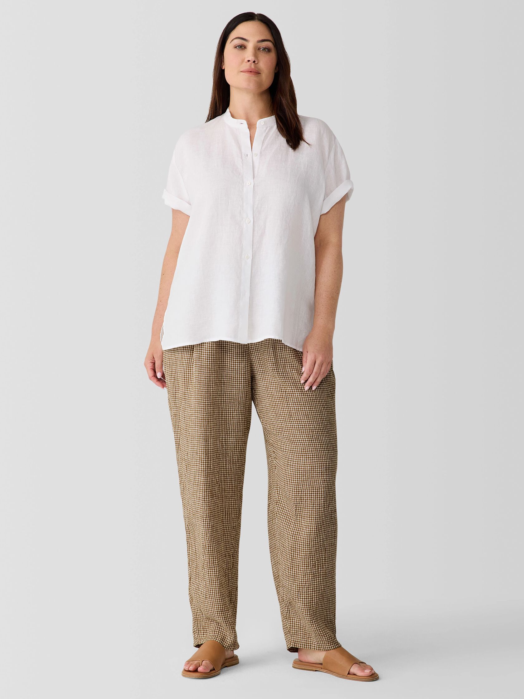 Puckered Organic Linen Tapered Pant