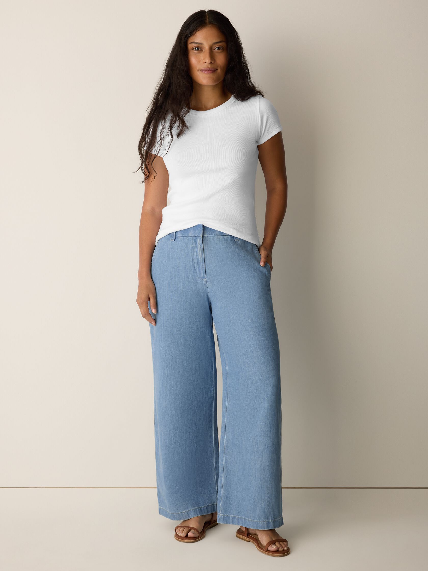 Lightweight Organic Cotton Denim Full-Length Trouser