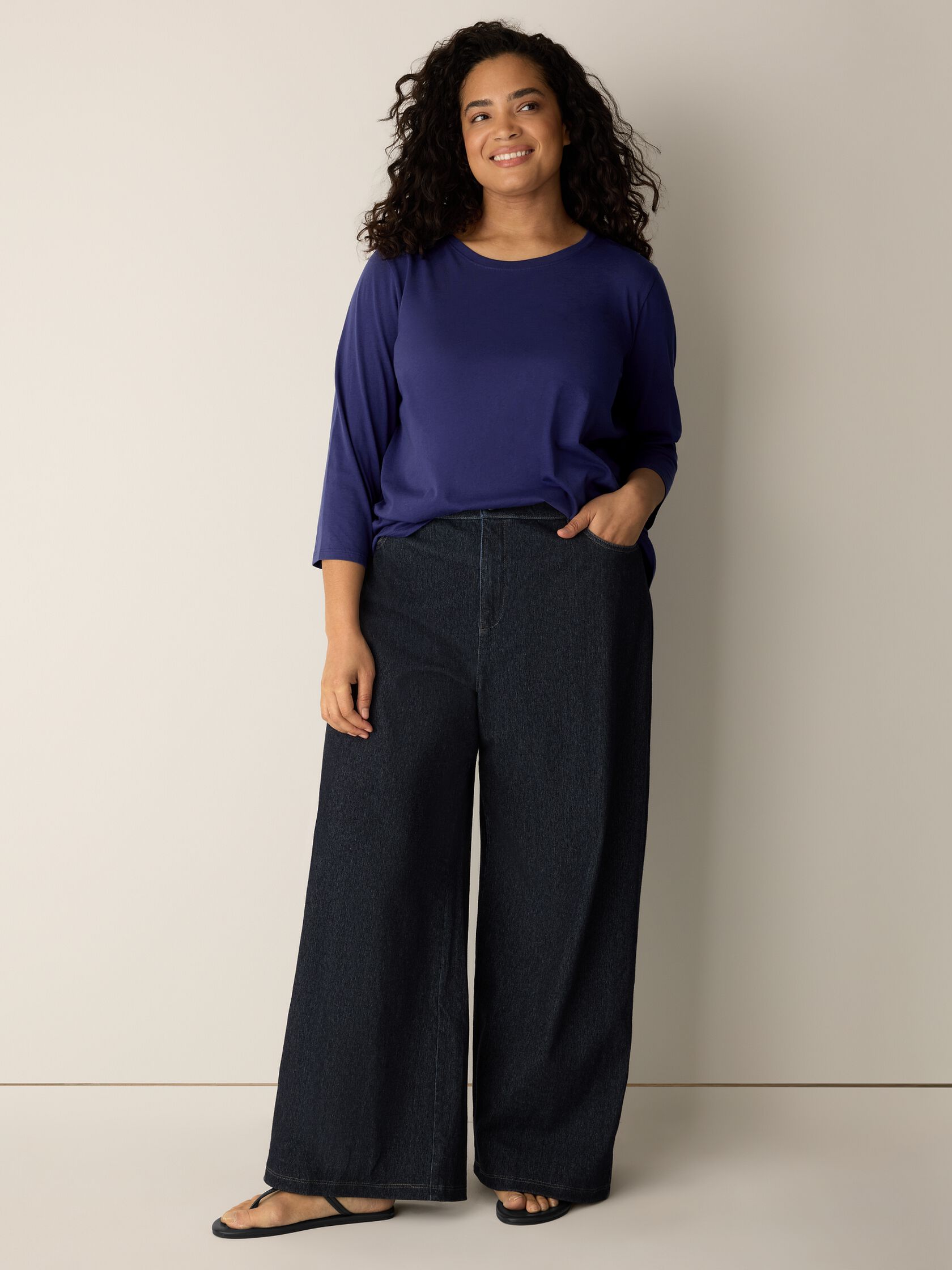 Organic Pima Cotton Jersey 3/4-Sleeve Tee