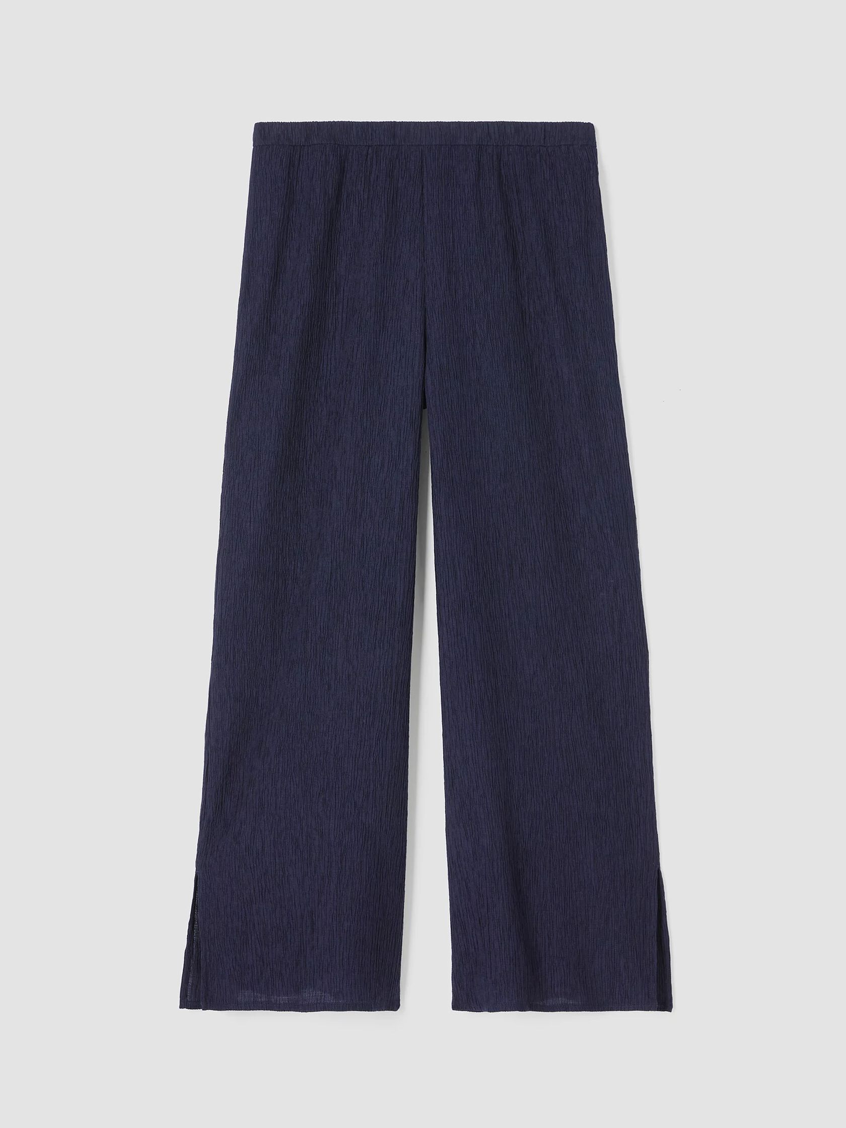 Woven Plissé Wide-Leg Pant