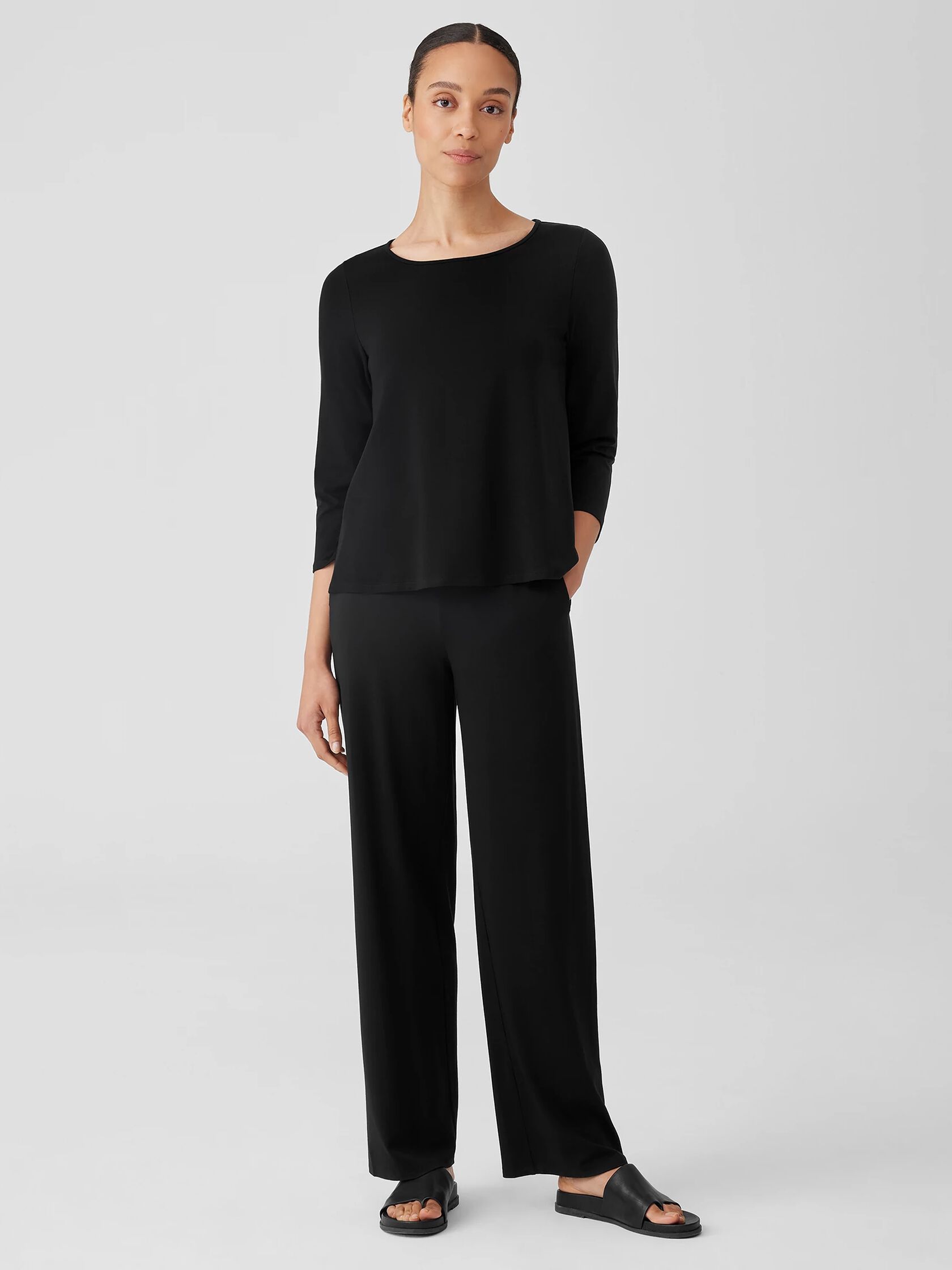 Stretch Jersey Knit Scoop Neck Top
