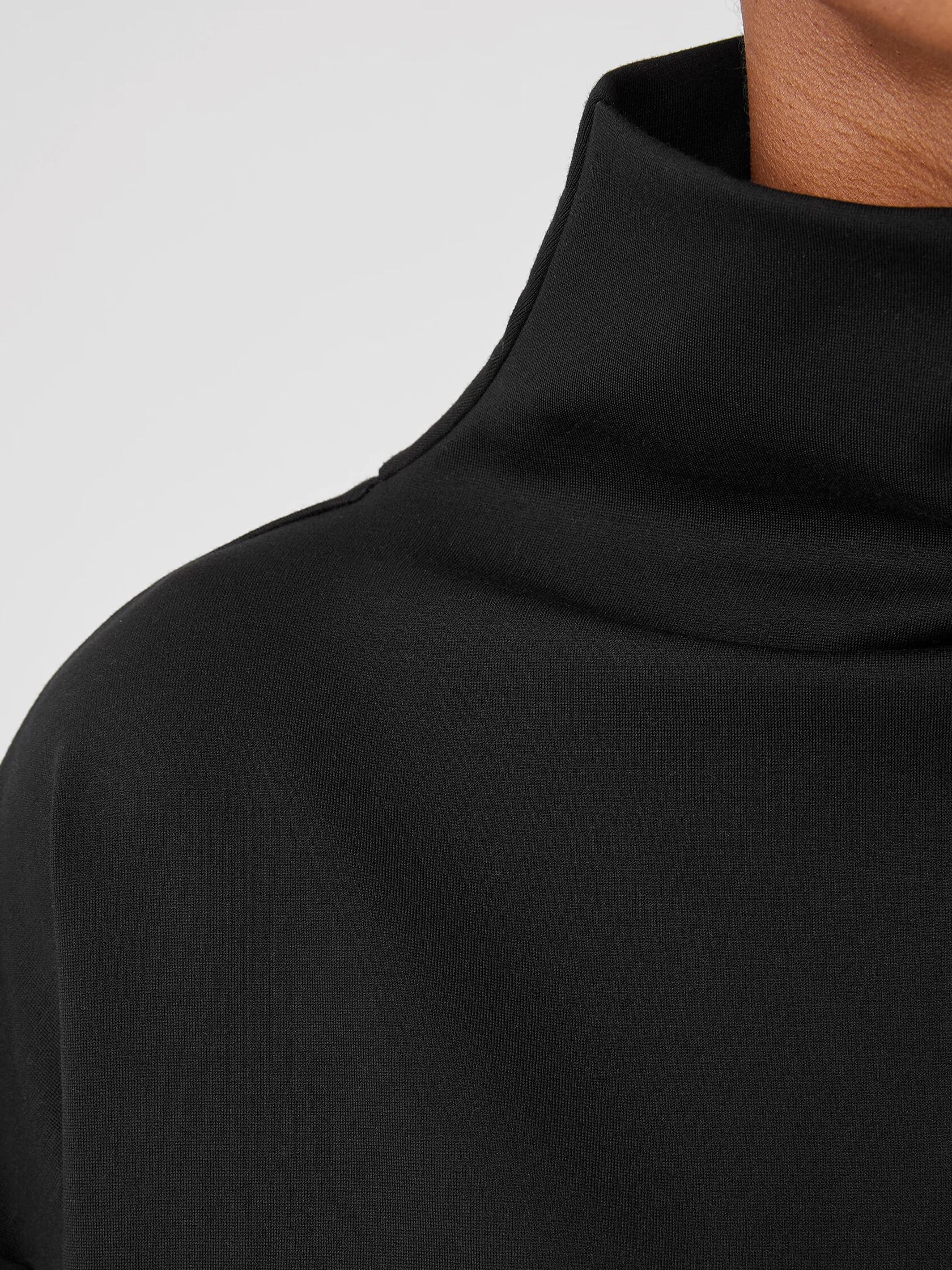 Washable Flex Ponte Funnel Neck Box-Top