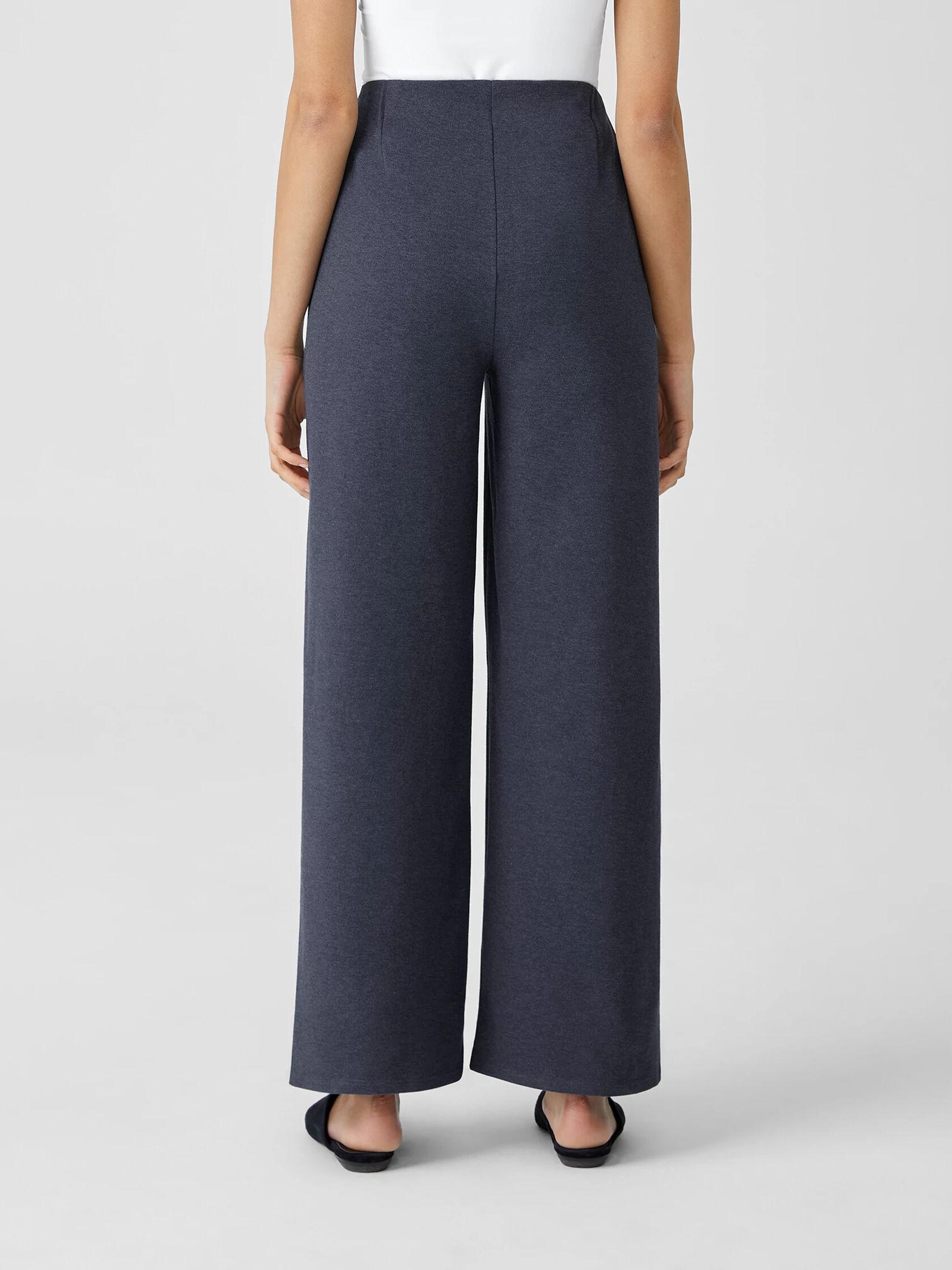 Organic Cotton Melange Crepe Wide-Leg Pant