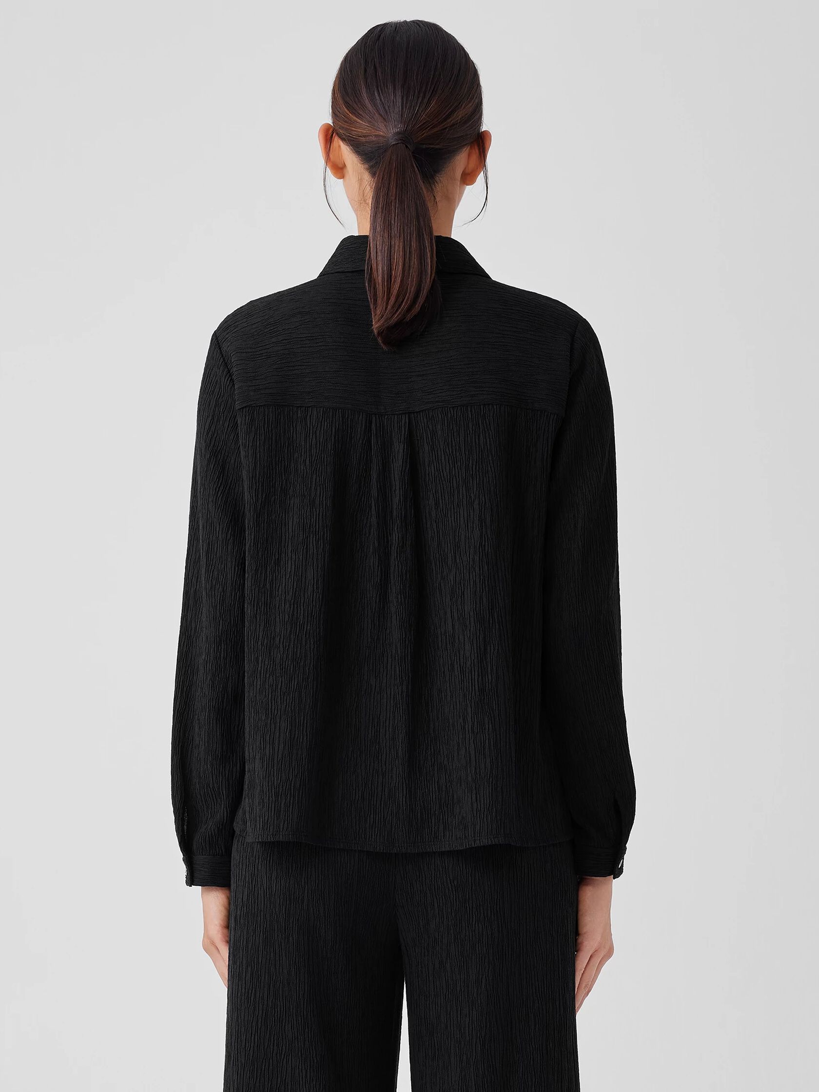 Woven Plissé Classic Collar Shirt