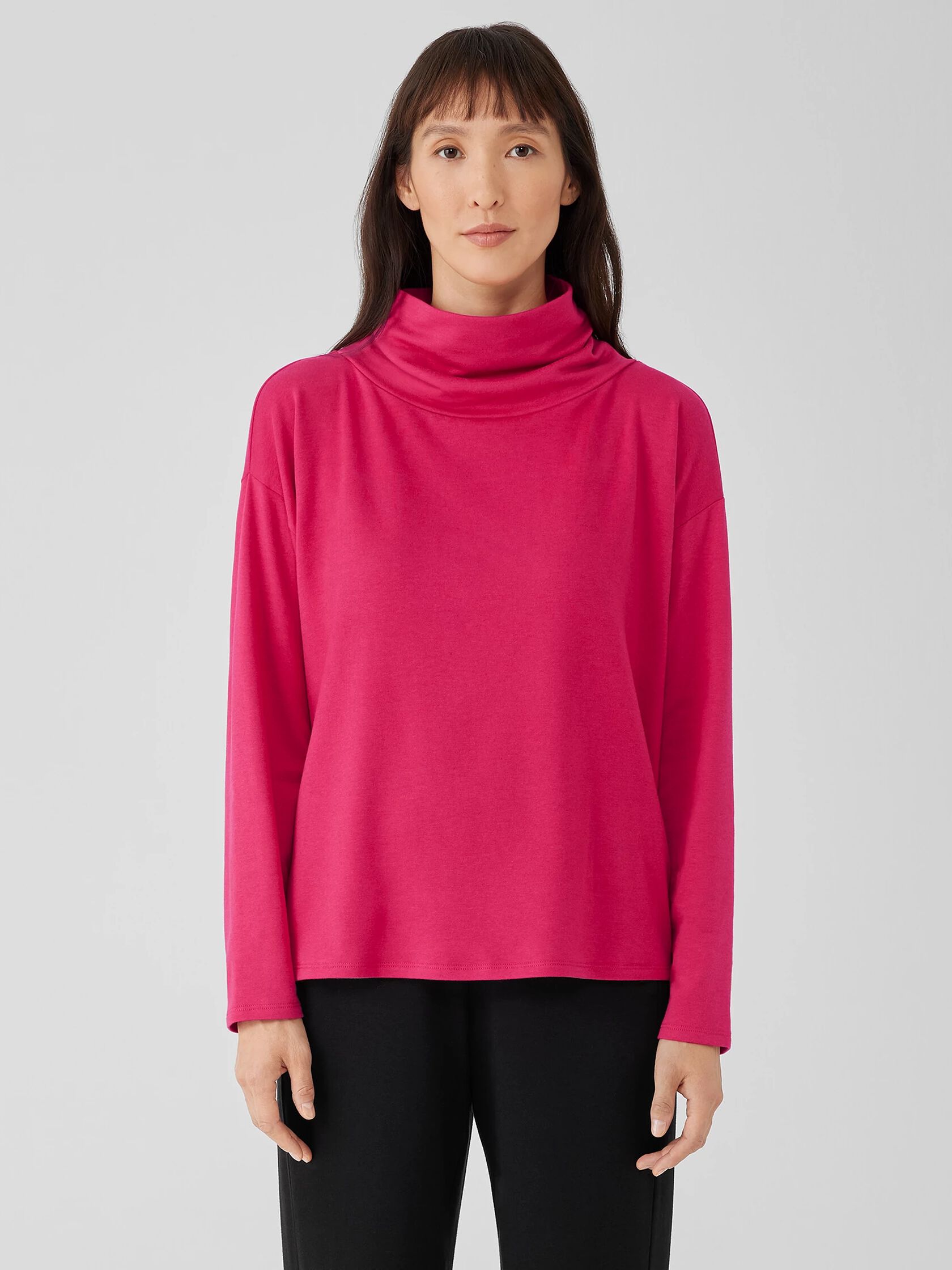 Cozy Brushed Terry Hug Funnel Neck Top