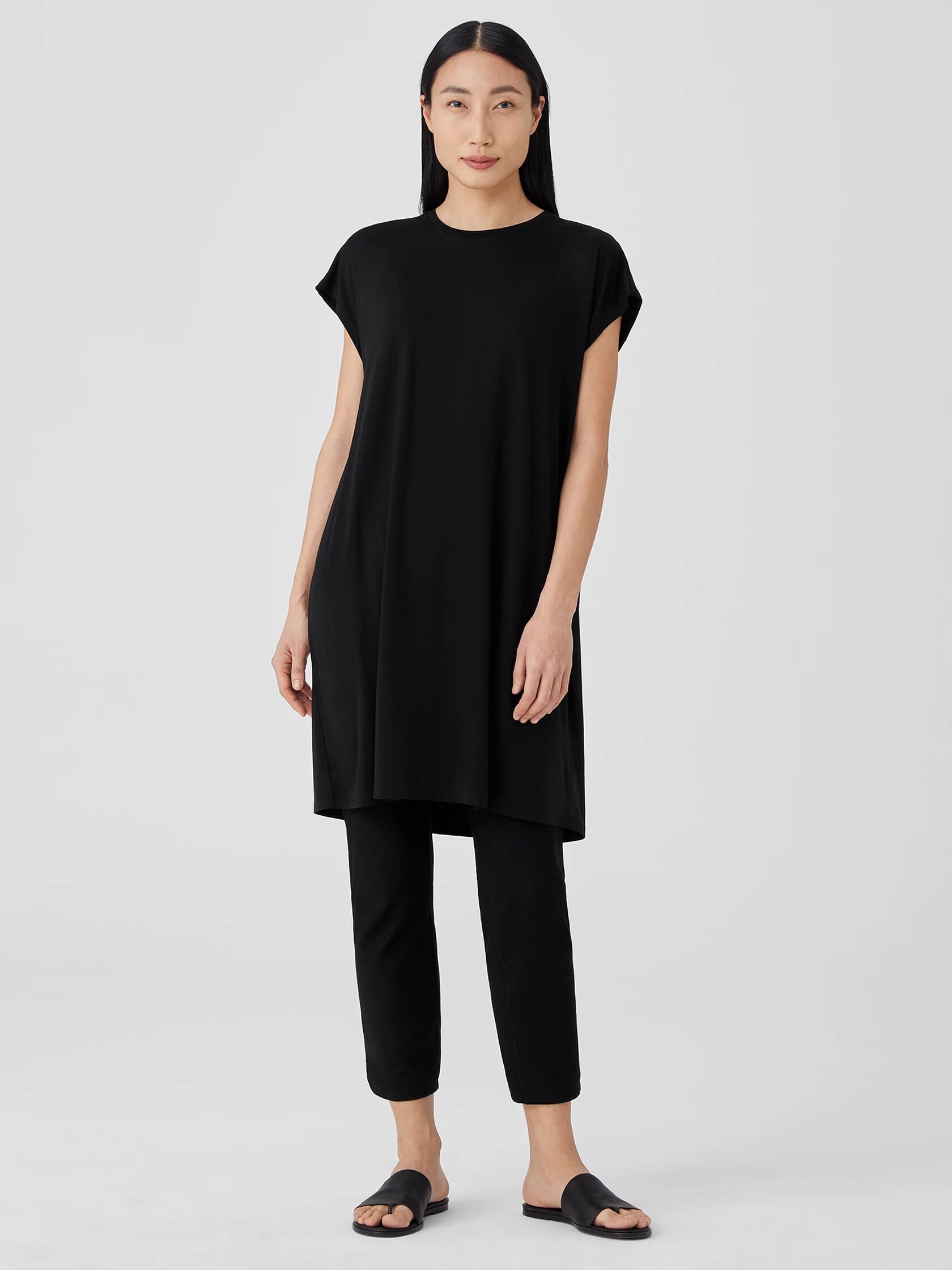 Washable Stretch Crepe Pant with Slits | EILEEN FISHER