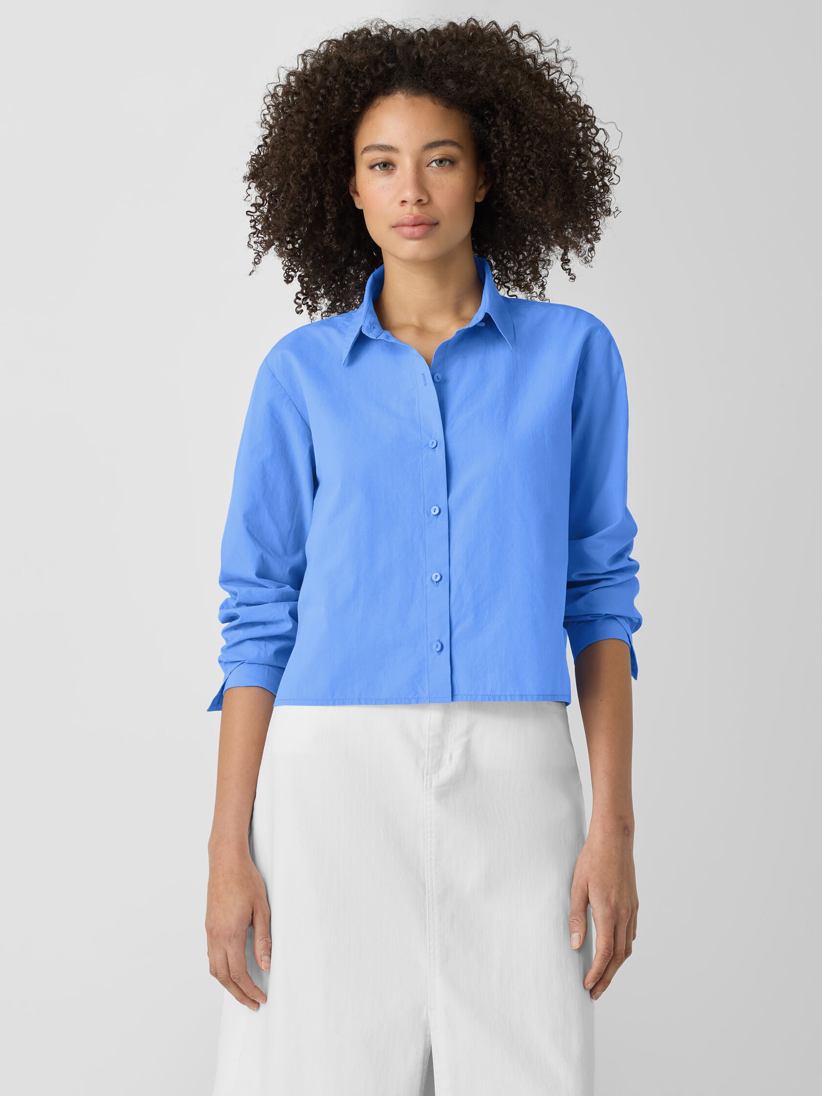 Washed Organic Cotton Poplin Classic Collar Short Shirt