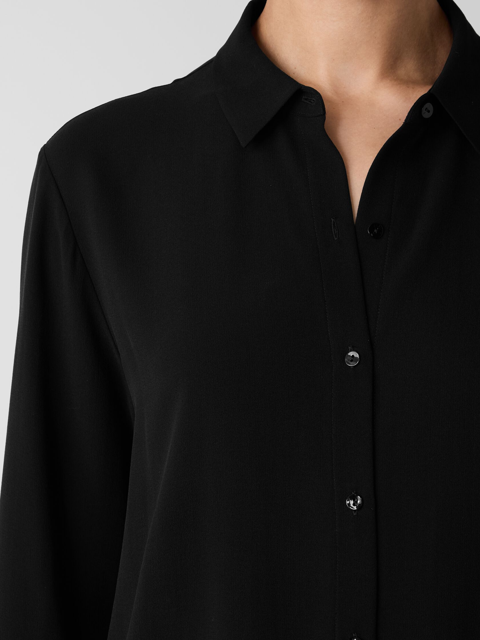 Silk Georgette Crepe Classic Collar Shirt