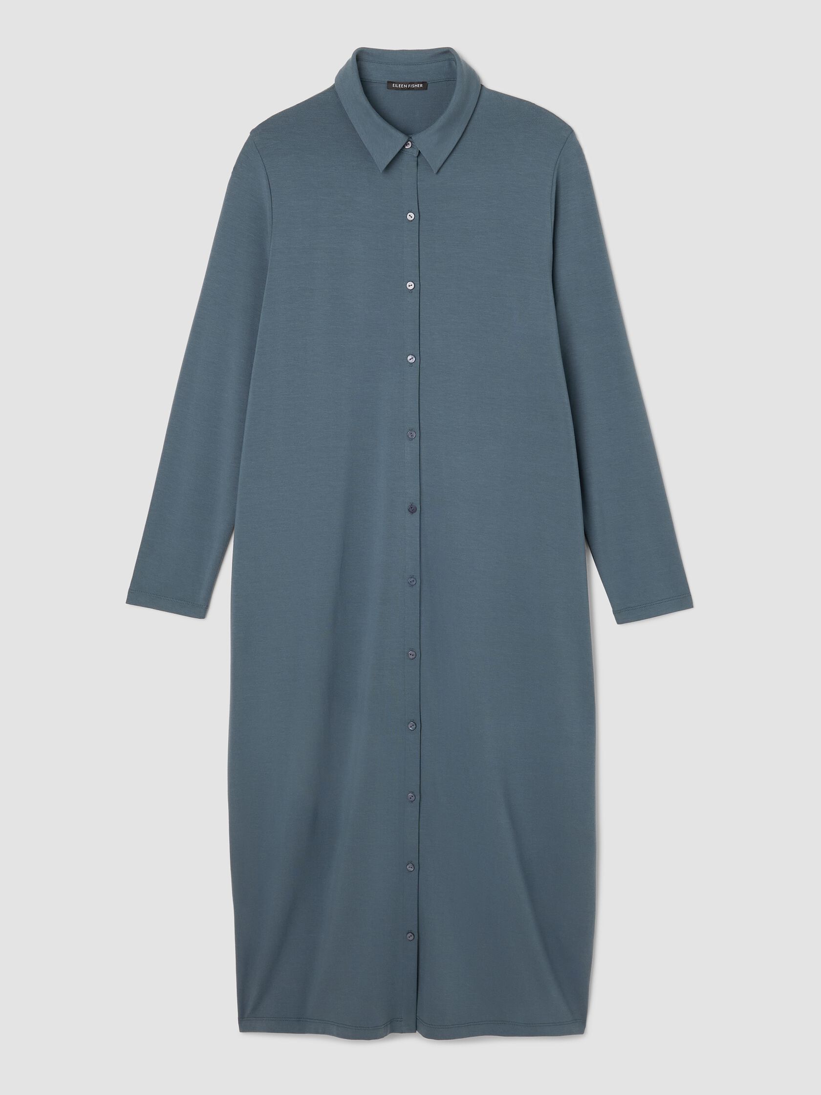 Stretch Jersey Knit Classic Collar Oval Dress