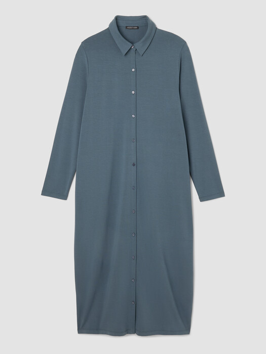 Stretch Jersey Knit Classic Collar Oval Dress