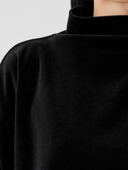 Cotton Velour Funnel Neck Box-Top