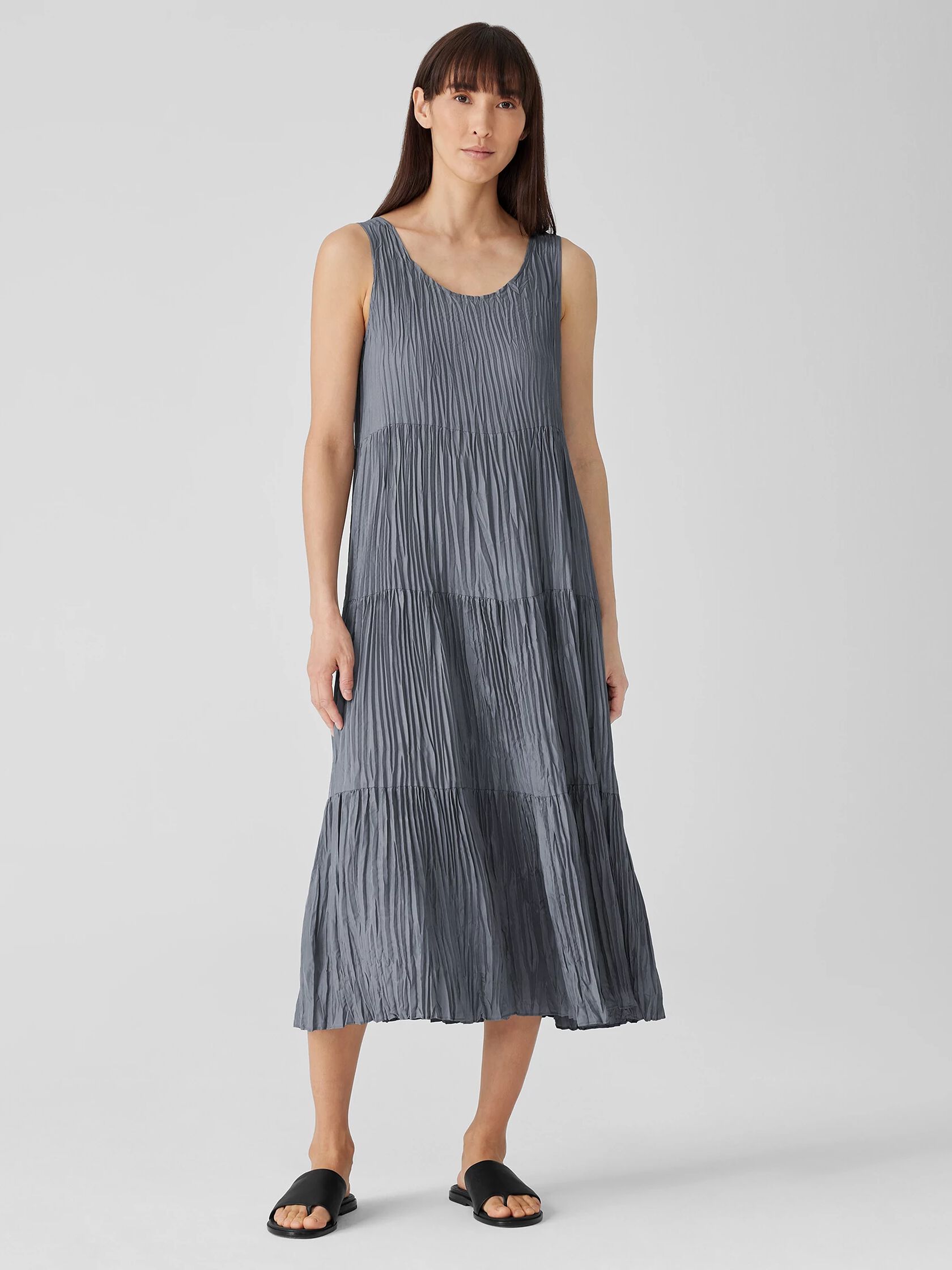 Crushed Silk Tiered Dress