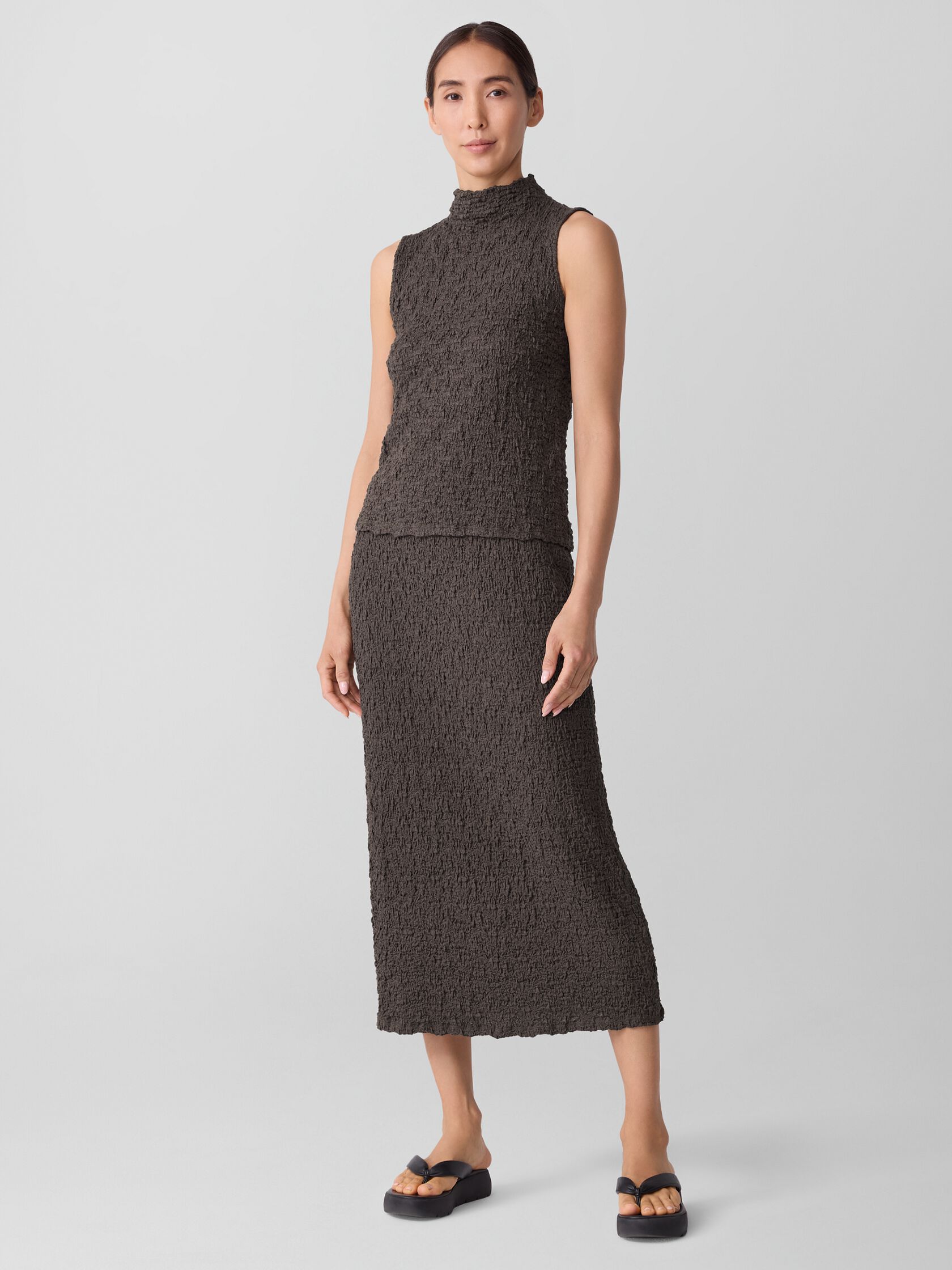 Bubble Jacquard Funnel Neck Top