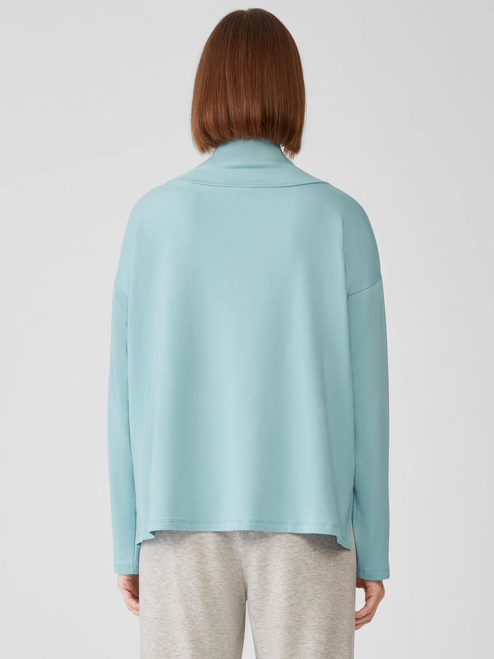 Cozy Brushed Terry Funnel Neck Box-Top