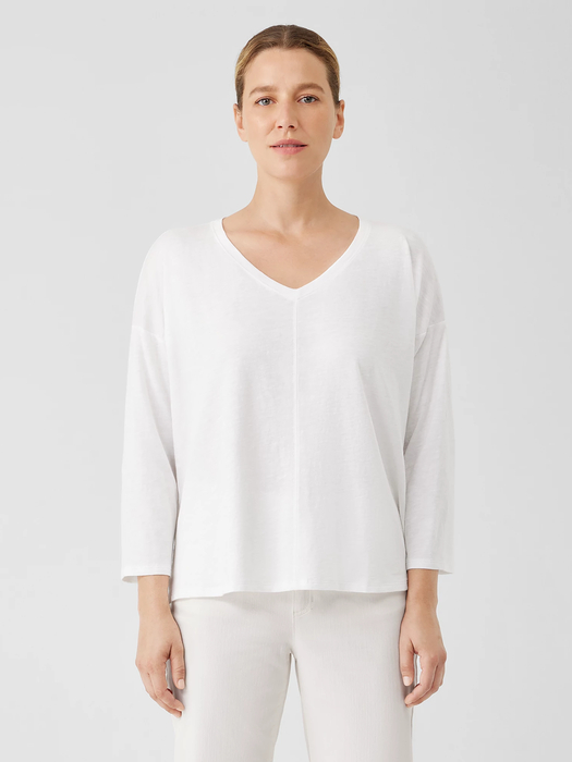 Organic Cotton Slub V-Neck Top