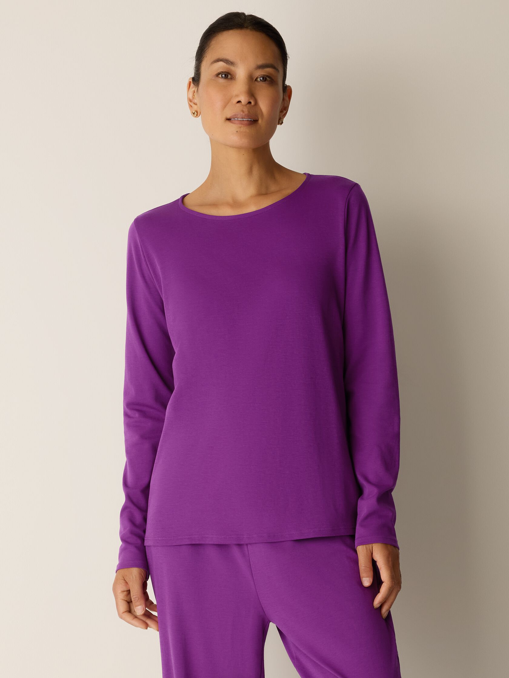 Organic Cotton Interlock Crew Neck Sleep Top