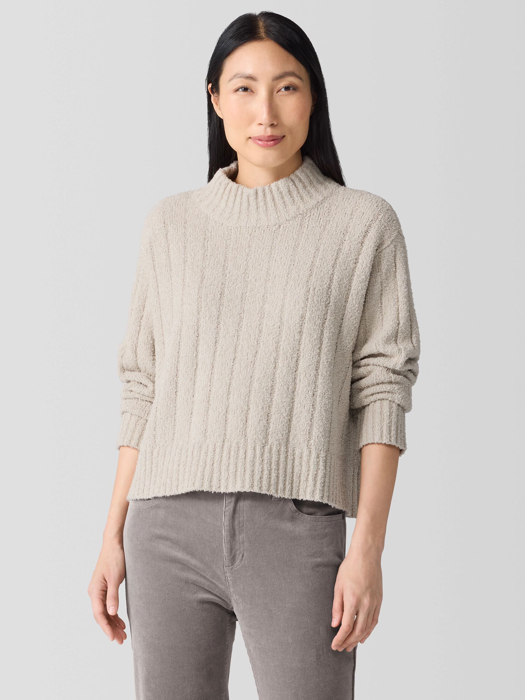 Cotton Fluff Rib Turtleneck Top