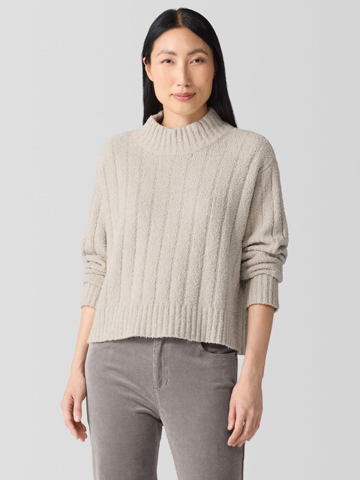 Cotton Fluff Rib Turtleneck Top