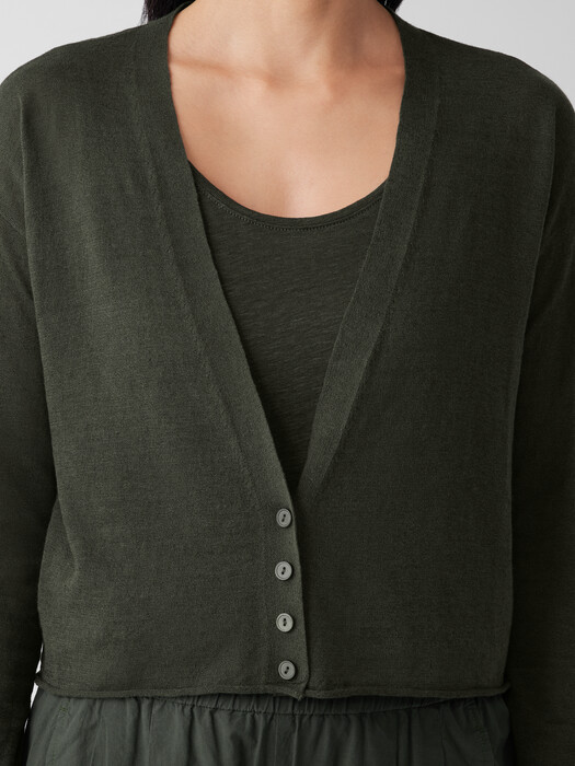 Organic Linen Cotton Cropped Cardigan