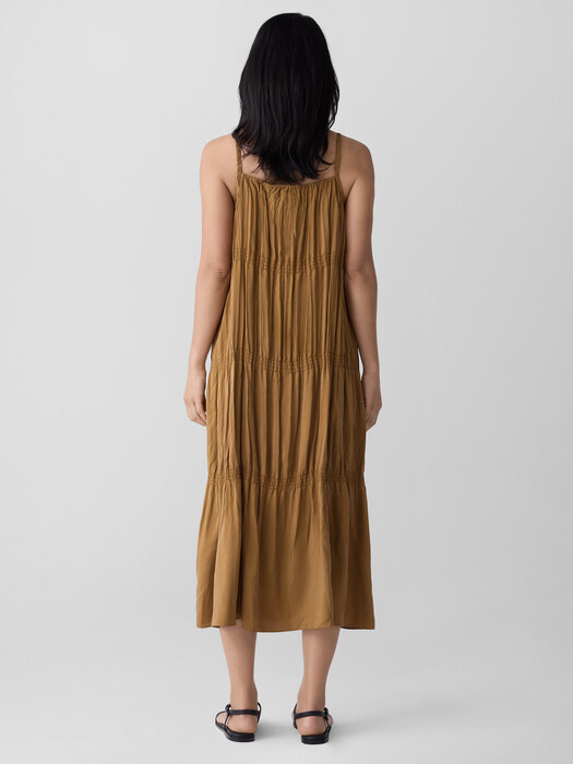 eileen fisher silk maxi dress Eileen Fisher Tiered Silk Midi Dress