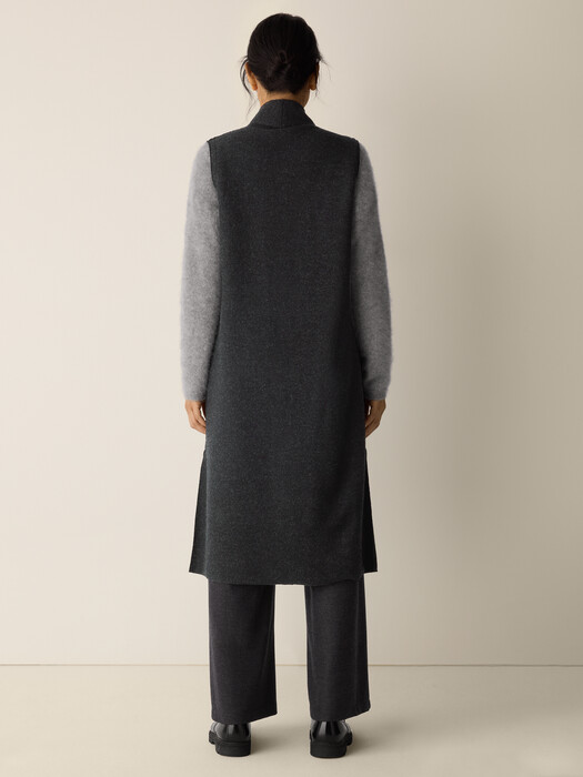 Lightweight Boiled Wool Shawl Collar Vest in Regenerative Wool