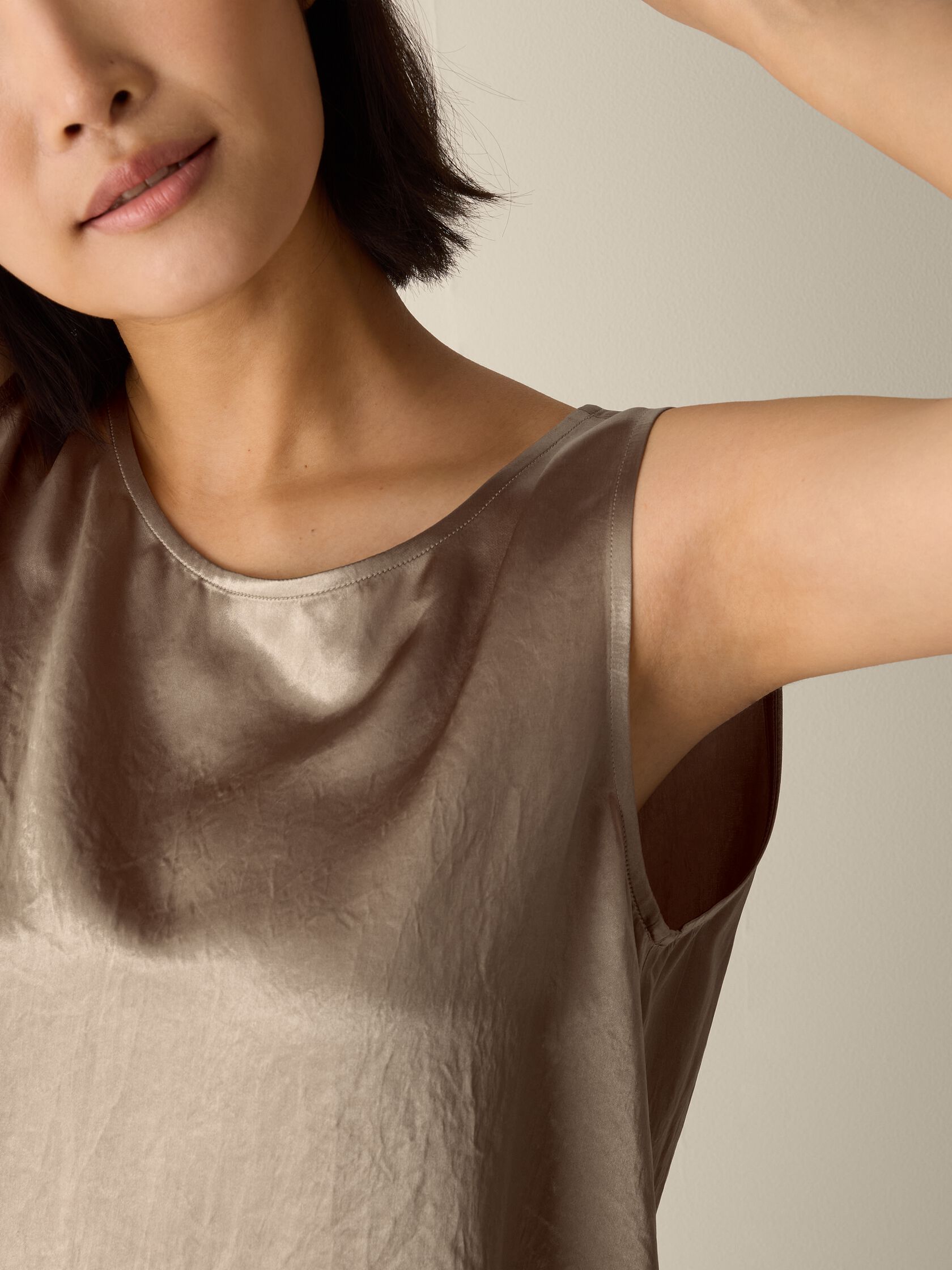 Textured Satin Ballet Neck Tank