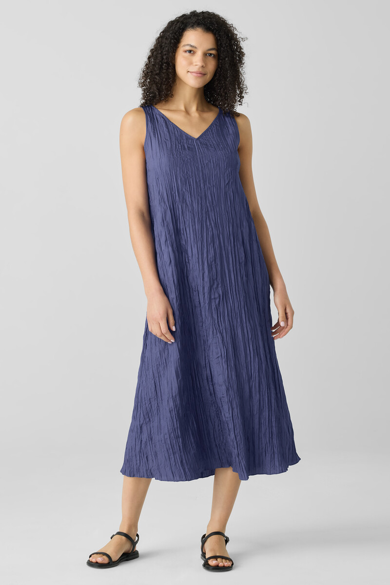 Crushed Silk V-Neck Dress Crushed Silk V-Neck Dress