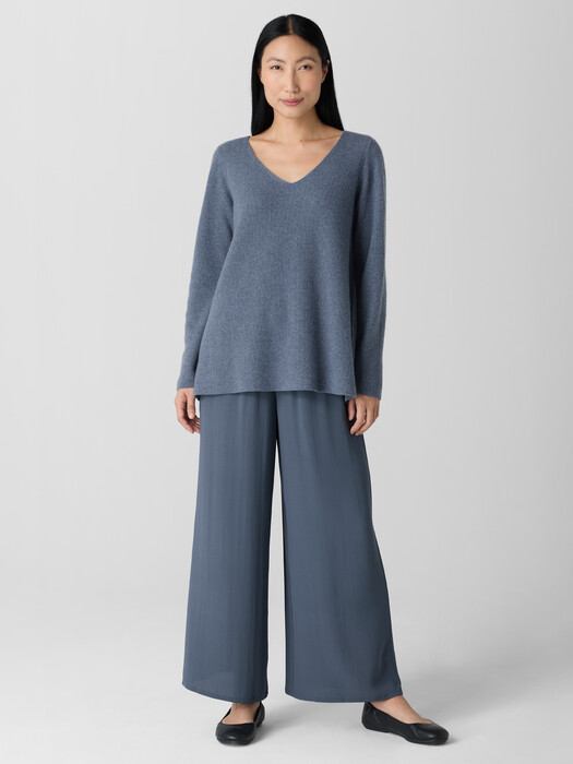 Silk Georgette Crepe Wide-Leg Pant