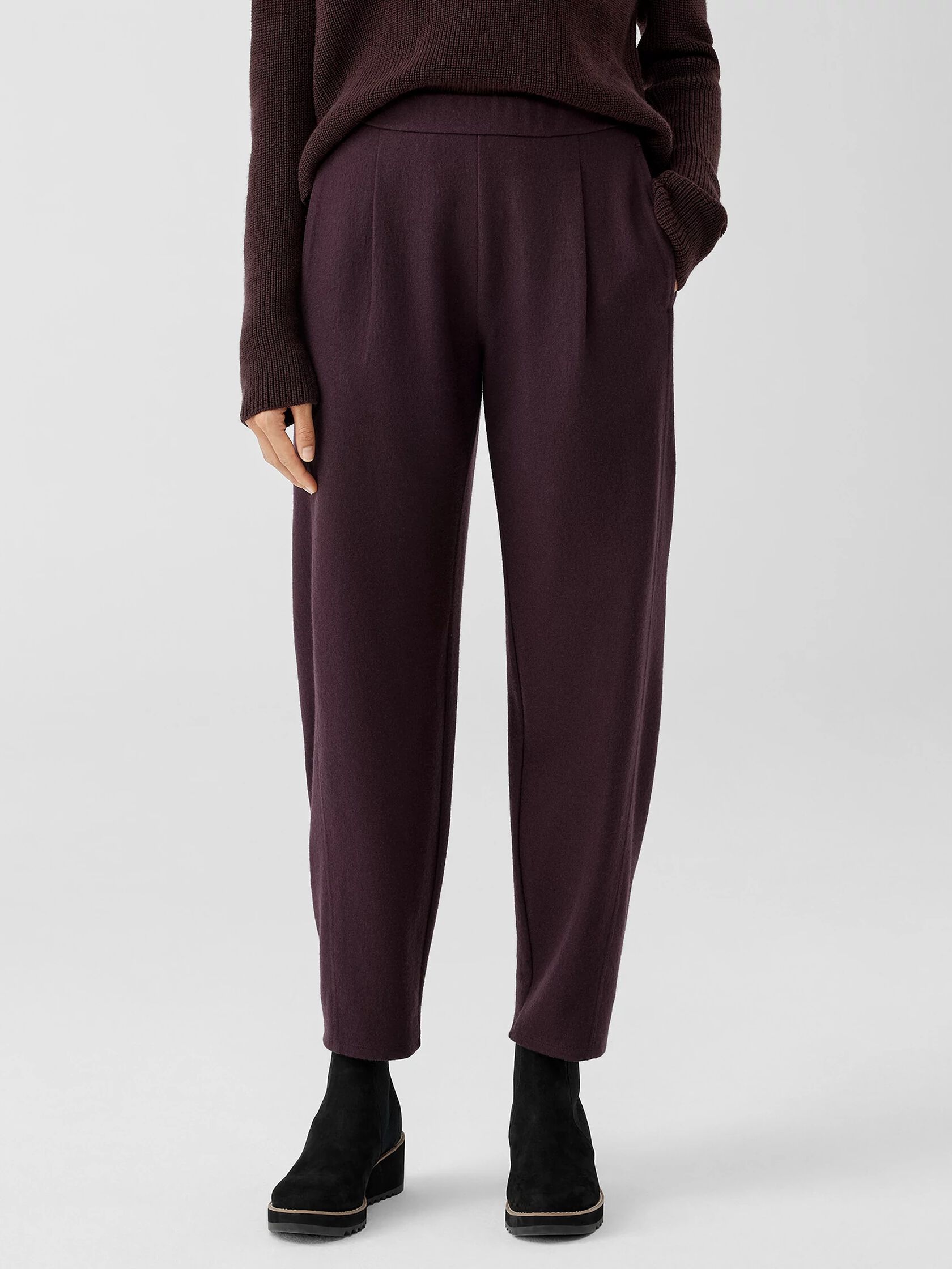 Boiled Wool Jersey Pleated Lantern Pant