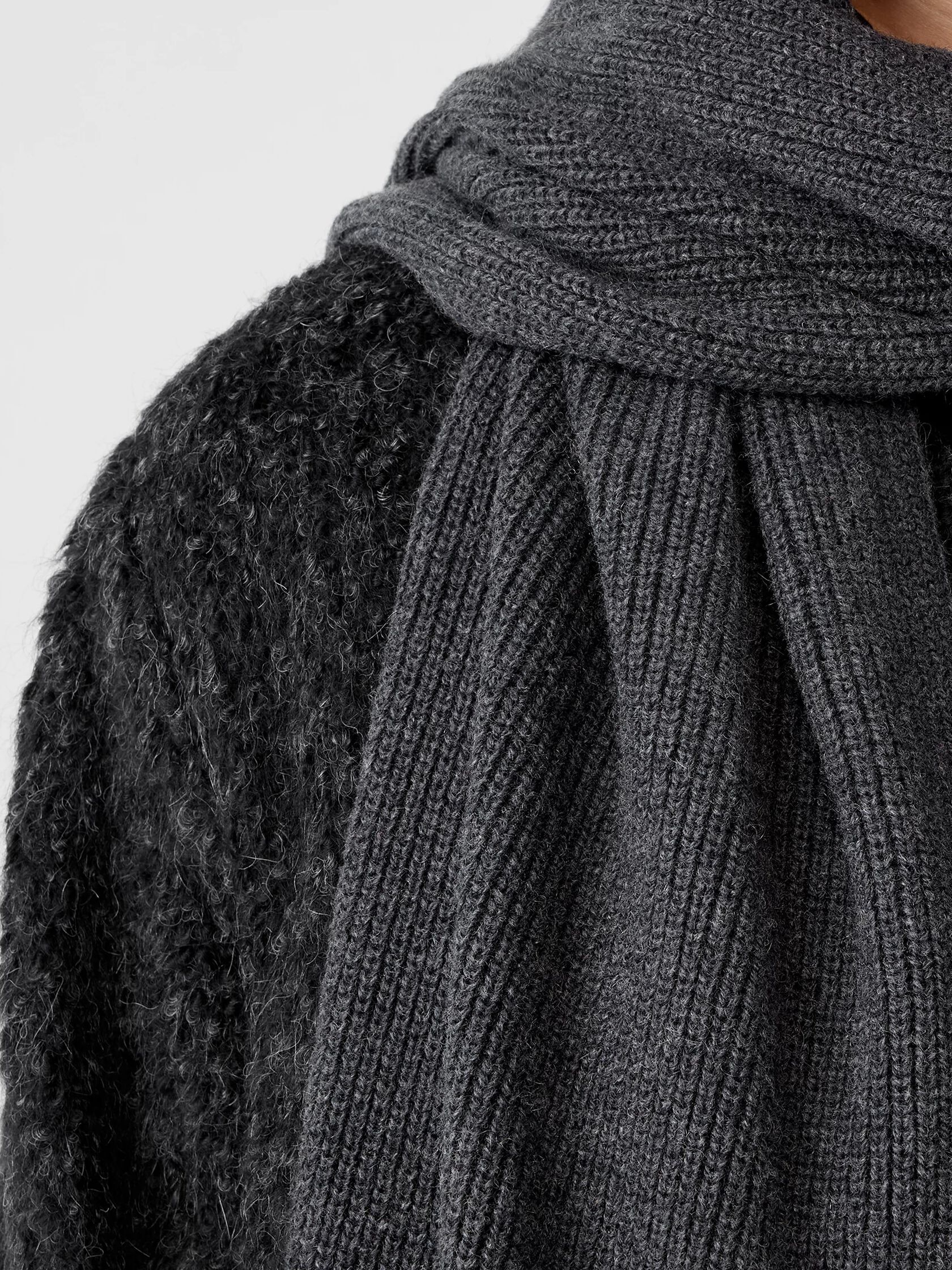 Cotton and Recycled Cashmere Hooded Scarf