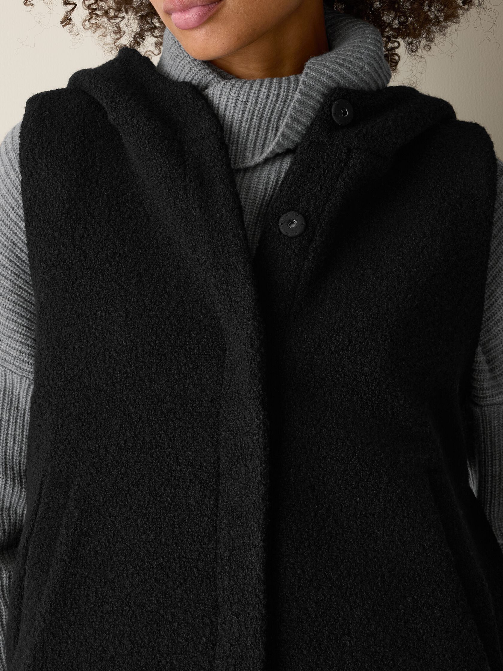 Cozy Recycled Wool Boucle Hooded Vest