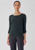Ribbed Pima Cotton Blend Scoop Neck Top