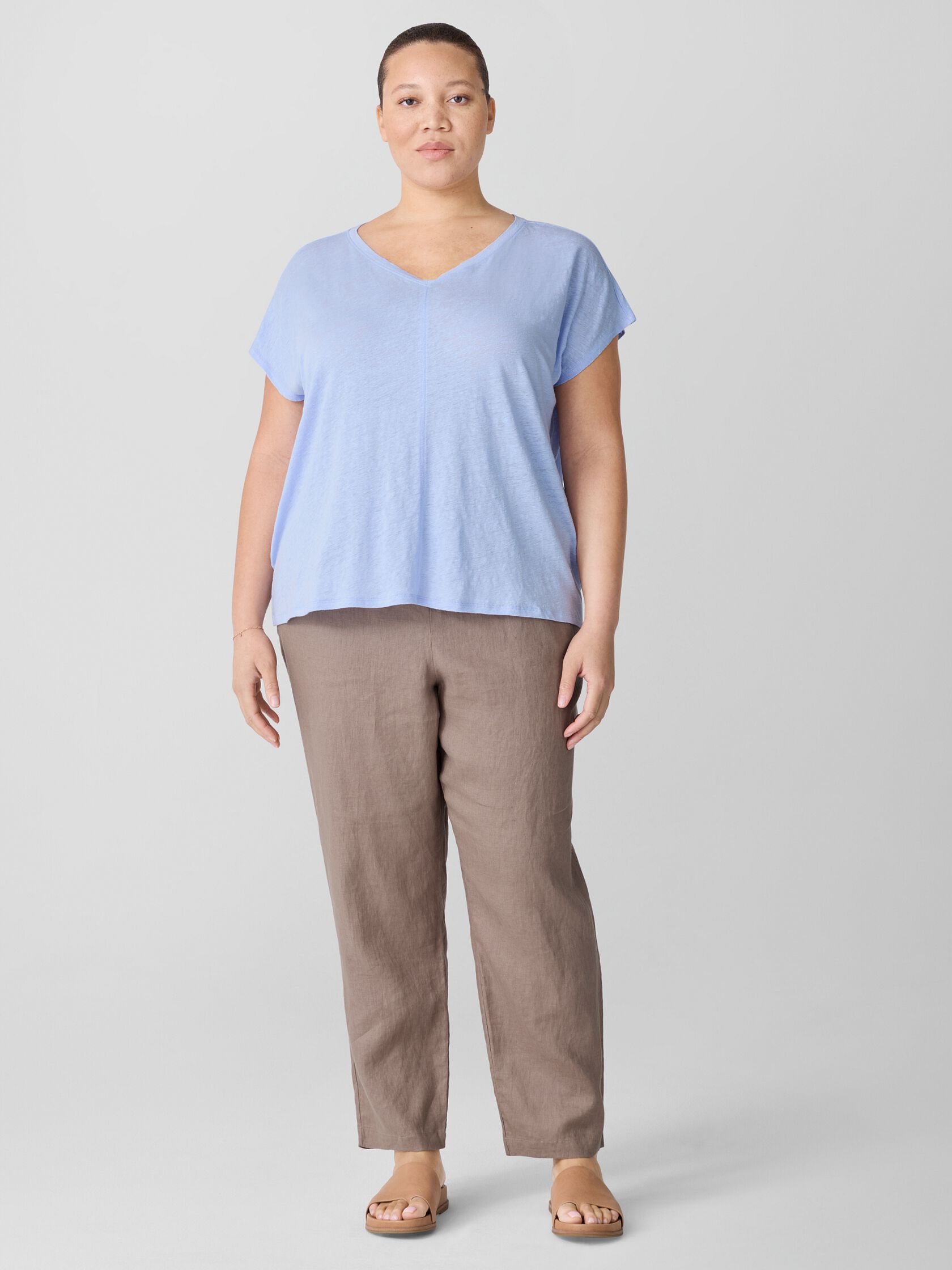 Organic Linen Jersey V-Neck Tee