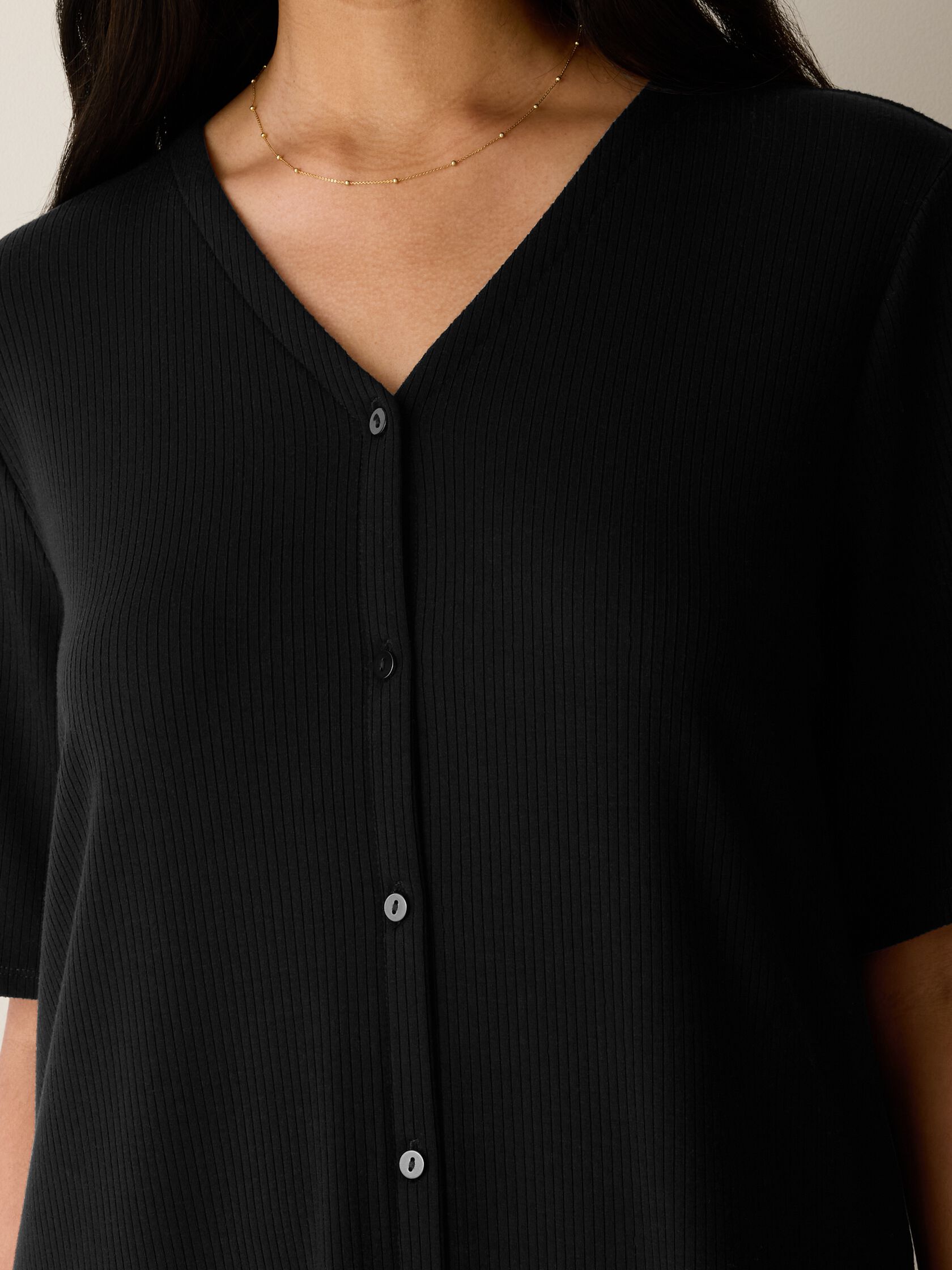 Ribbed Knit V-Neck Dress