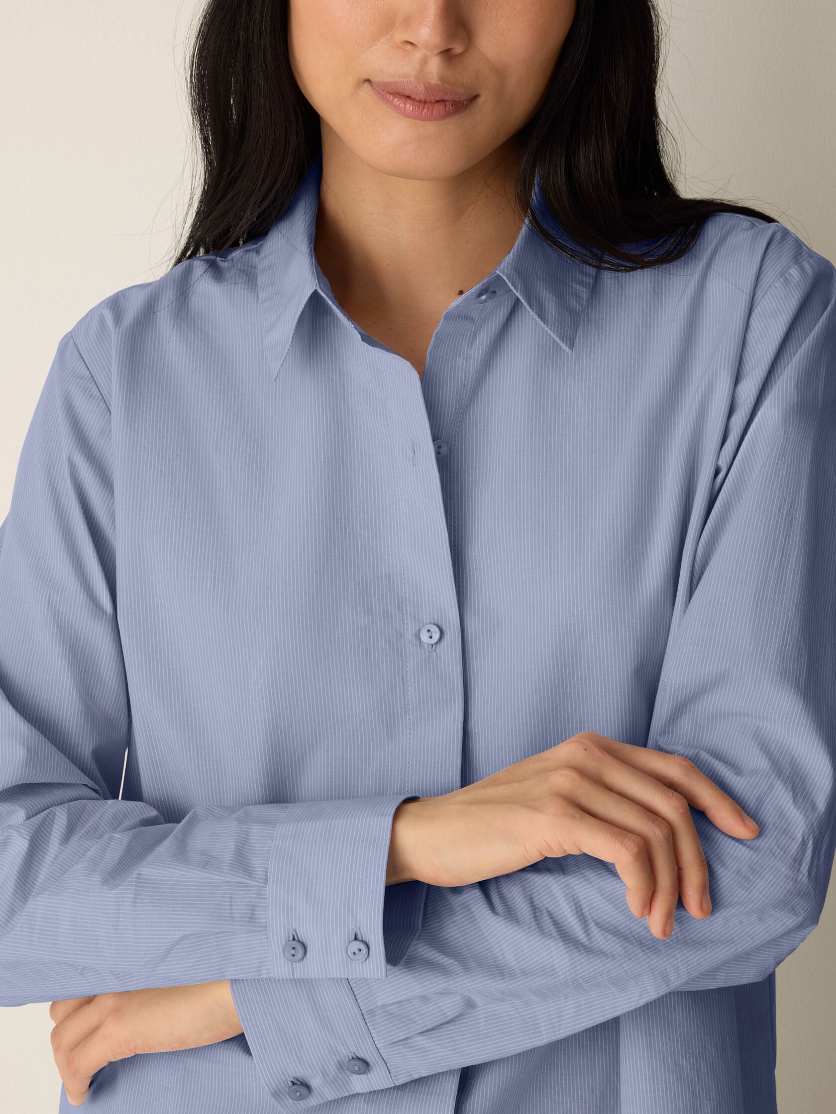 Striped Organic Cotton Poplin Classic Collar Shirt