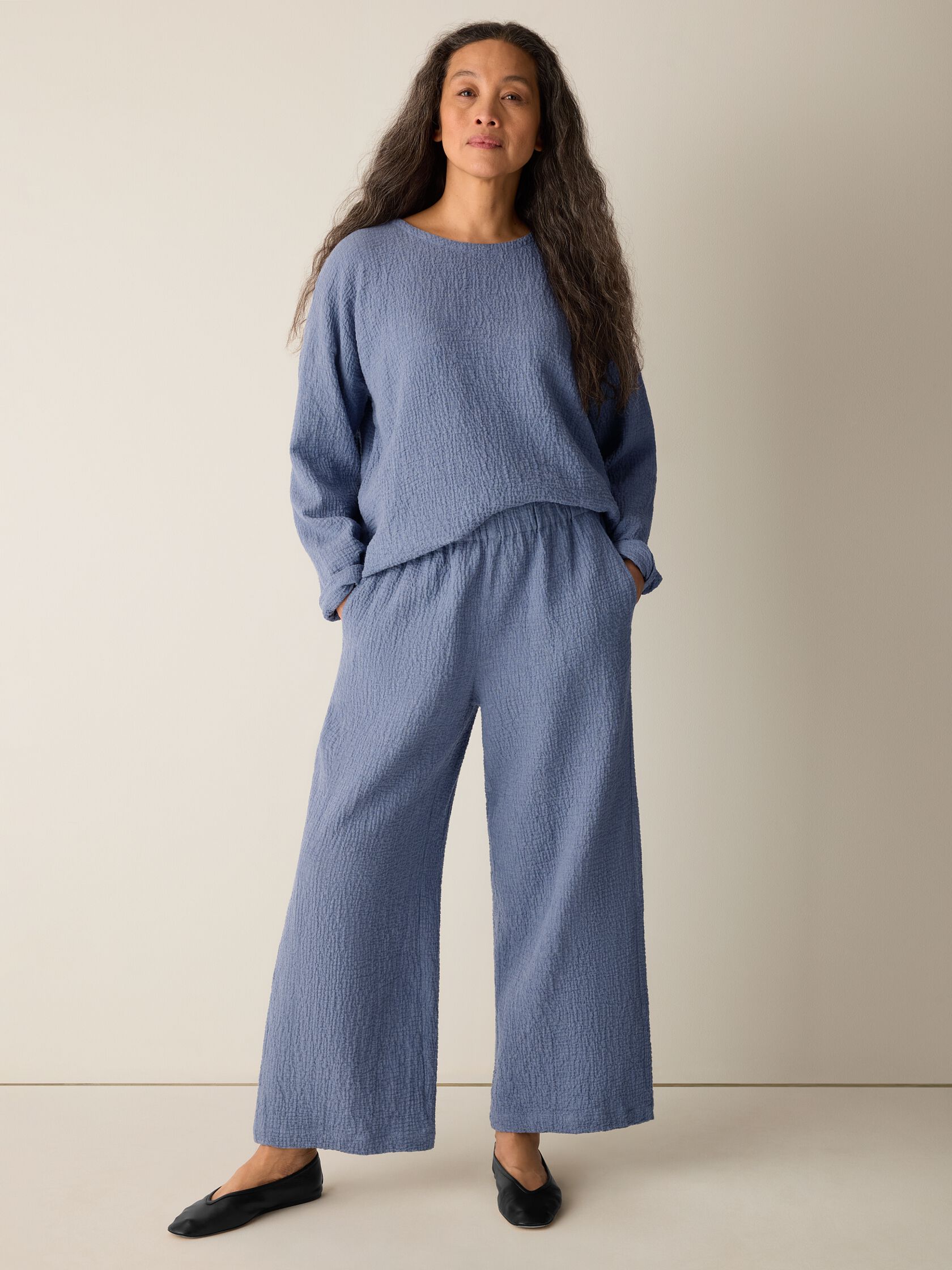 Organic Cotton Doubleweave Wide-Leg Pant