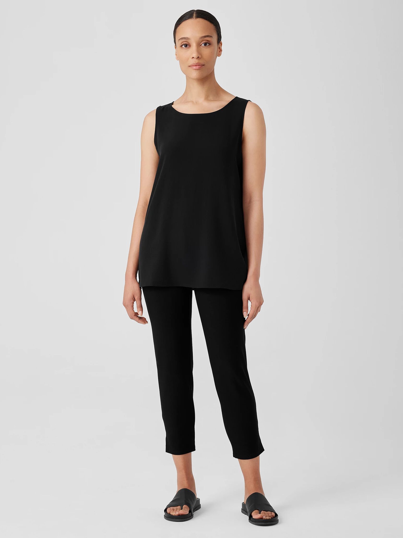 Washable Stretch Crepe Pant with Slits
