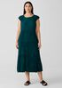 Crushed Silk Jewel Neck Tiered Dress