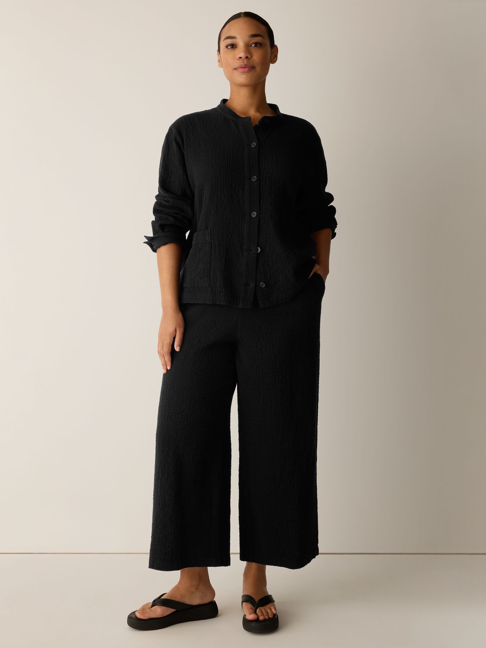 Organic Cotton Doubleweave Wide-Leg Pant