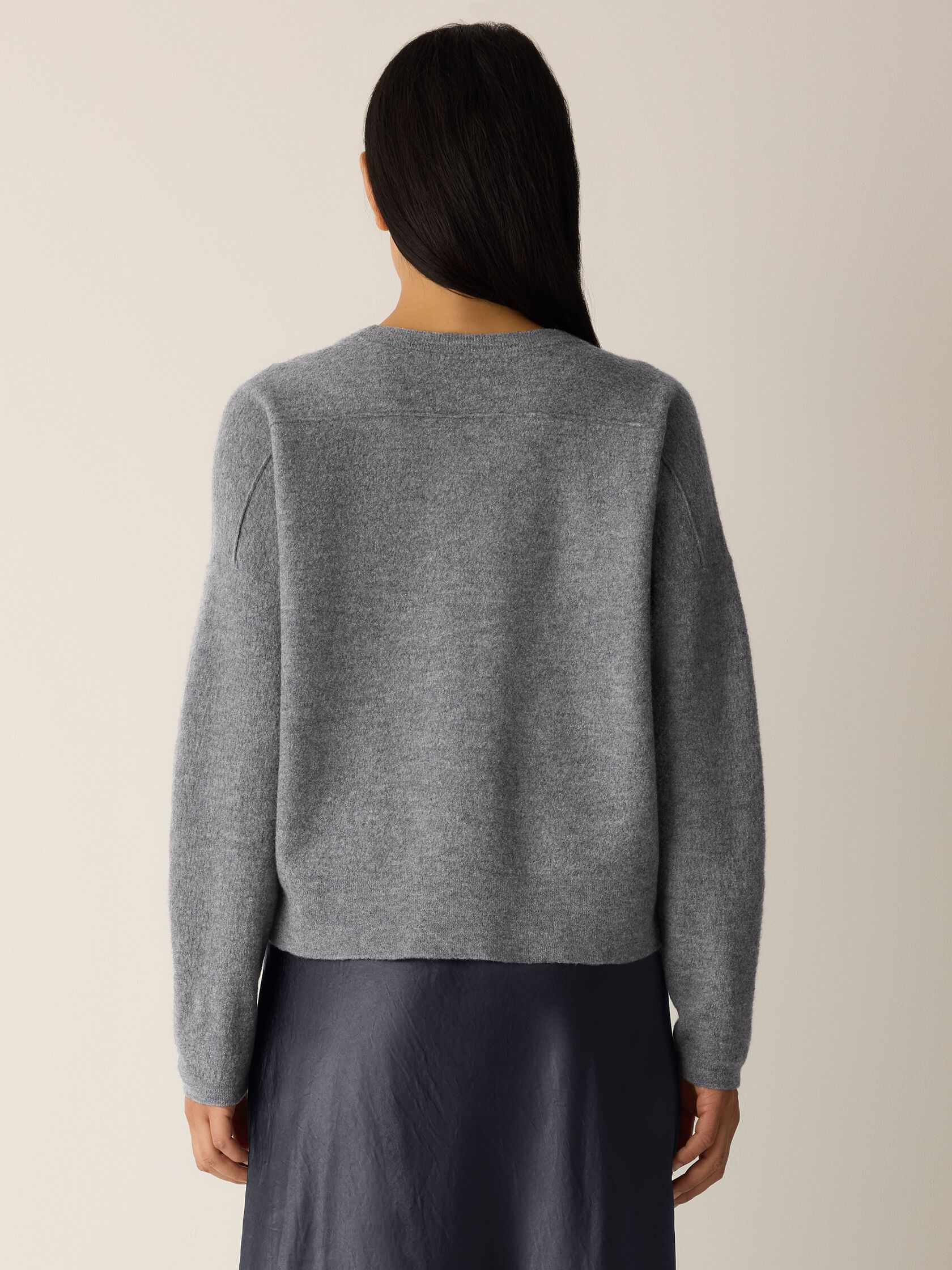 Fine Felted Wool Crew Neck Short Top in Regenerative Wool