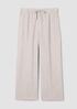 Puckered Organic Linen Stripe Wide-Leg Pant