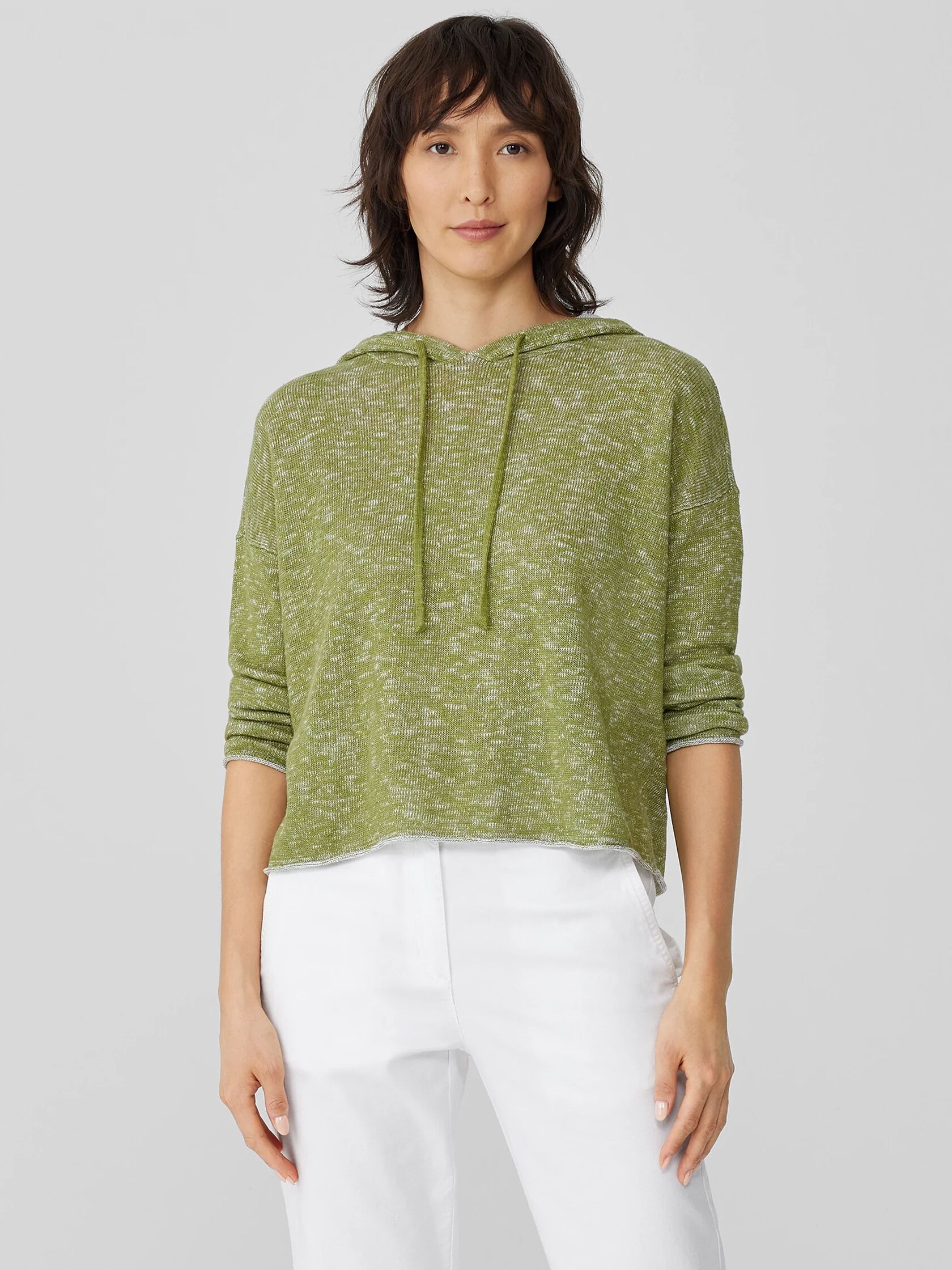 Organic Cotton Linen Slub Hooded Top