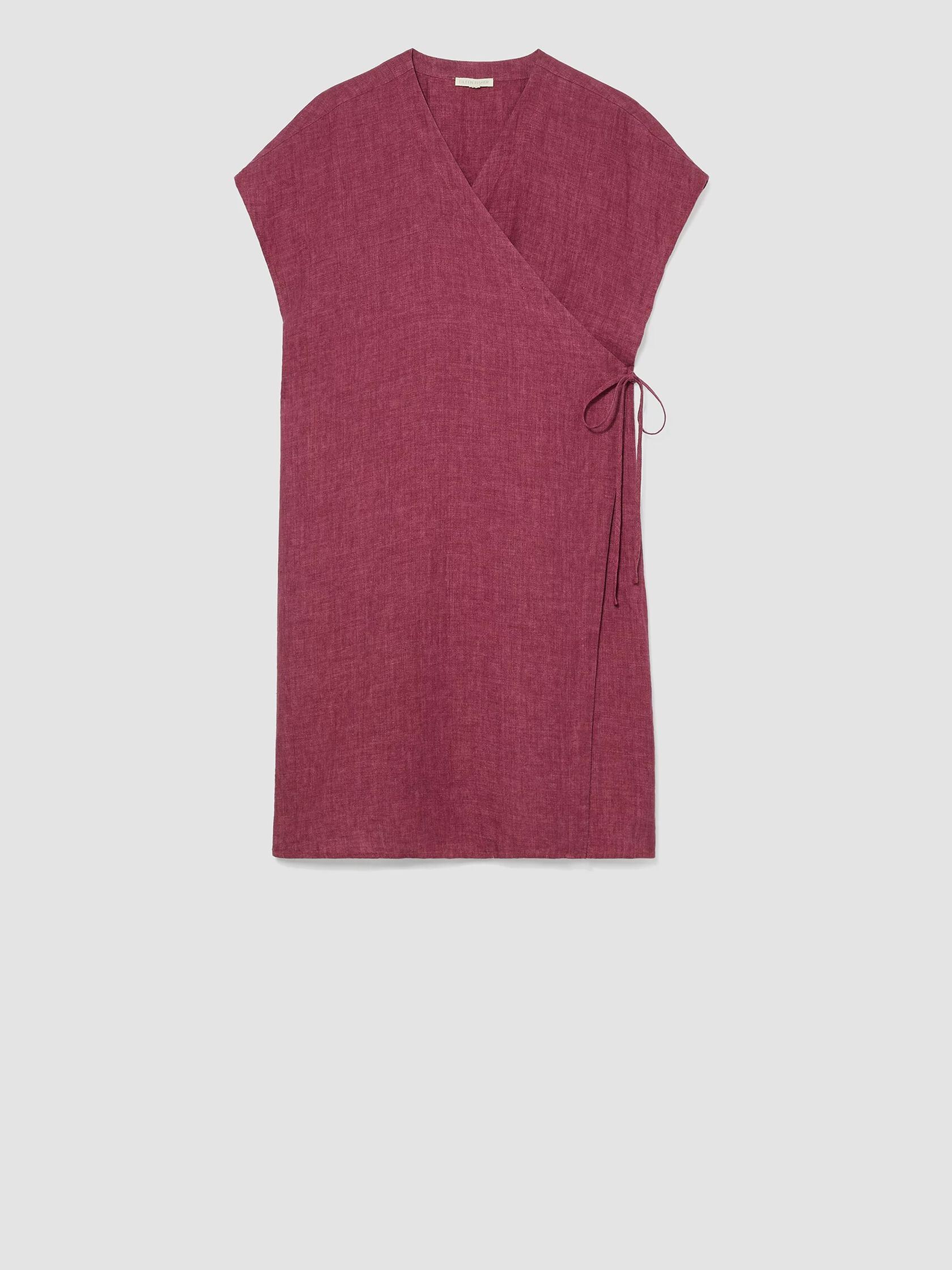 Washed Organic Linen Delave Wrap Dress