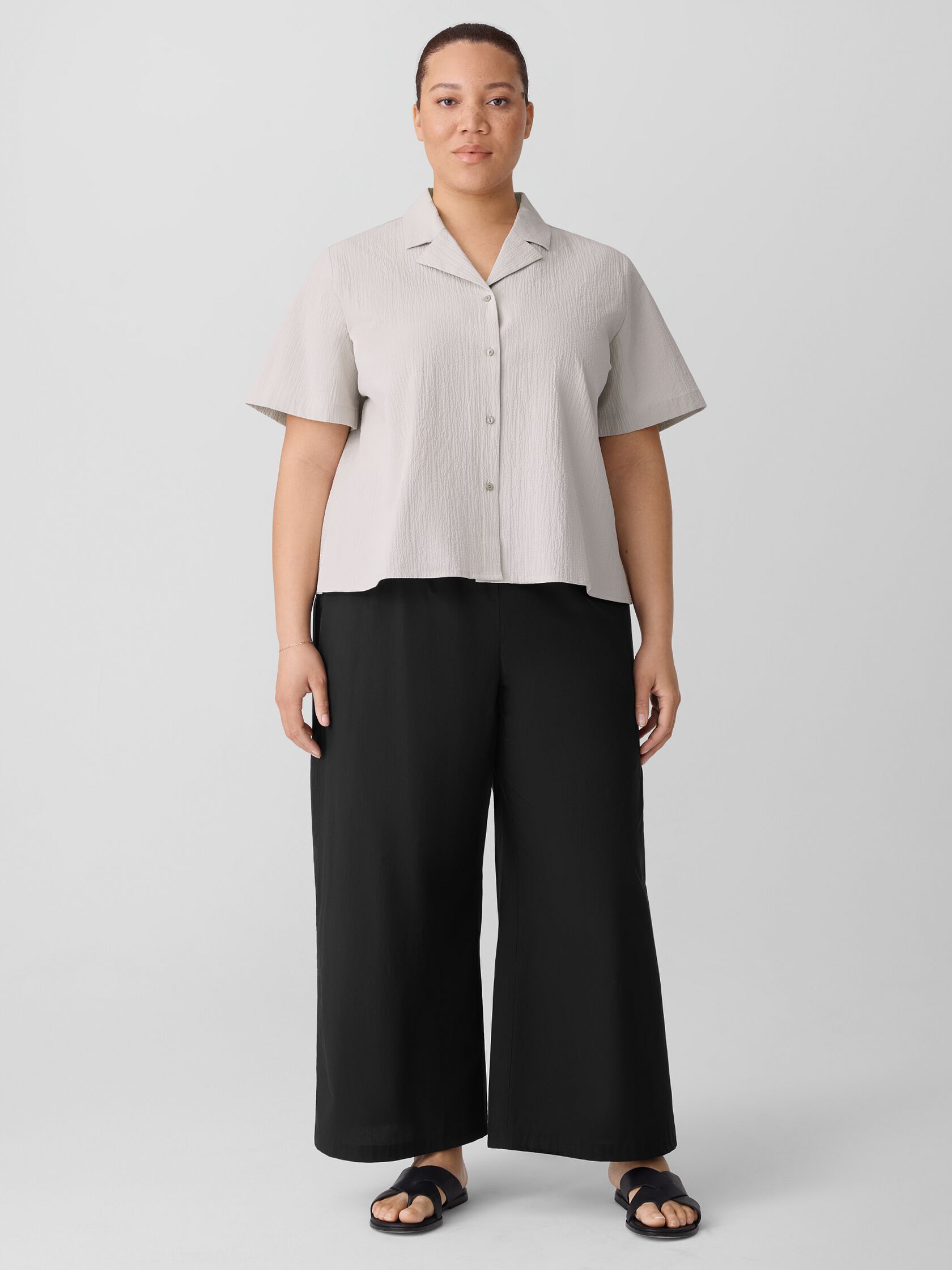 Washed Organic Cotton Poplin Wide-Leg Pant