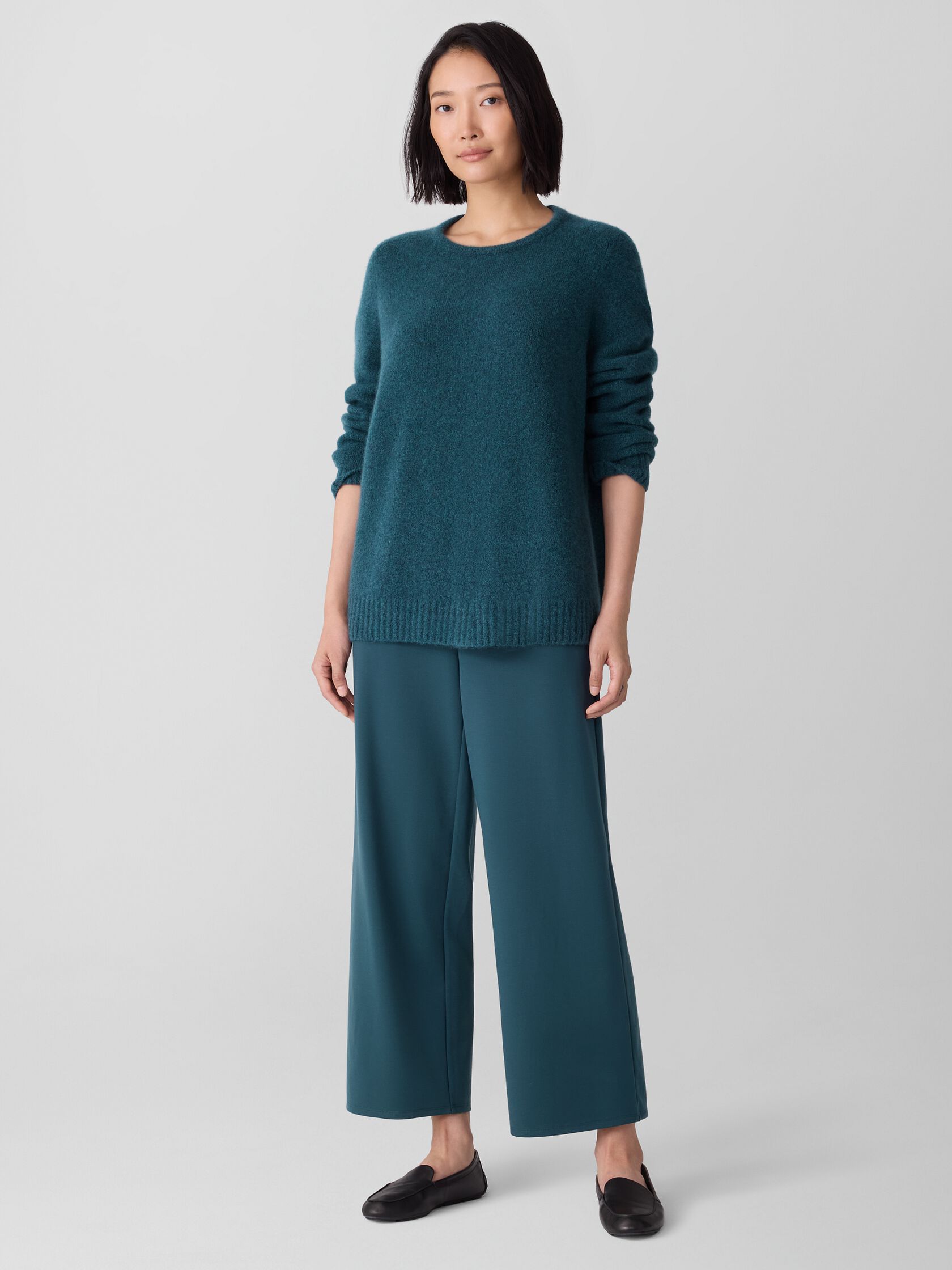 Cashmere Silk Boucle Bliss Crew Neck Long Top