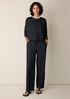 Cotton Indigo Knit Denim Full-Length Straight Pant