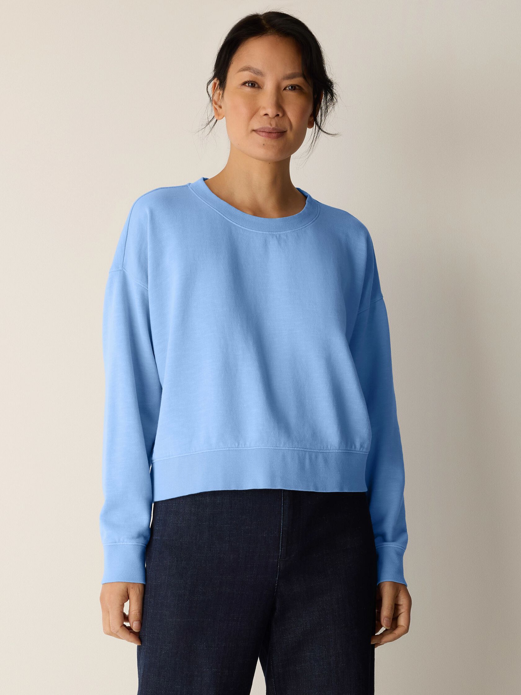 Garment-Dyed Organic Cotton Terry Cropped Box-Top
