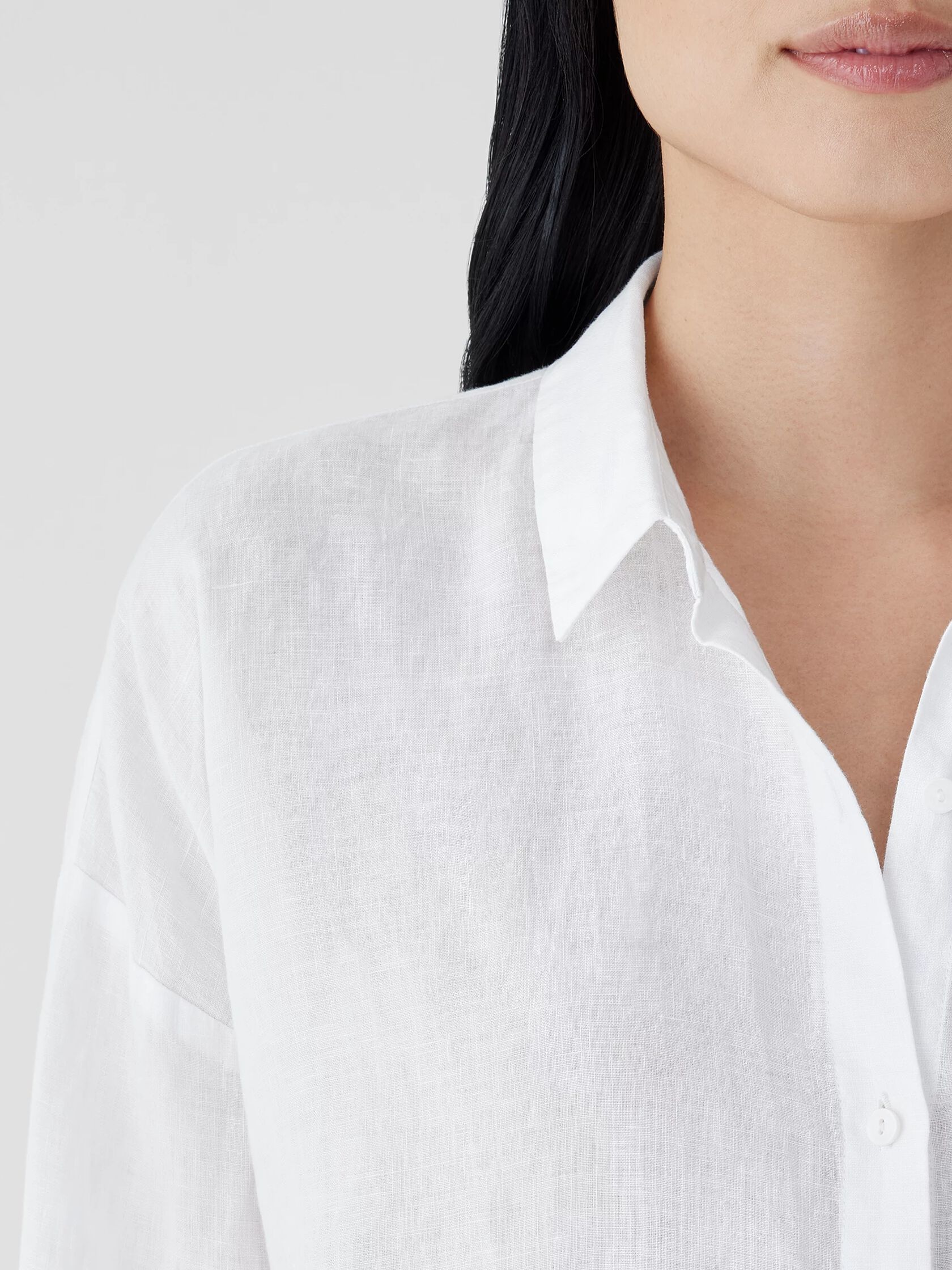 Organic Handkerchief Linen Classic Collar Long Shirt