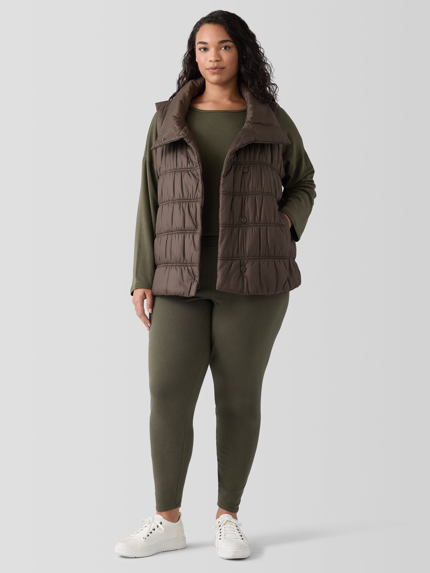 Eggshell Recycled Nylon Stand Collar Vest