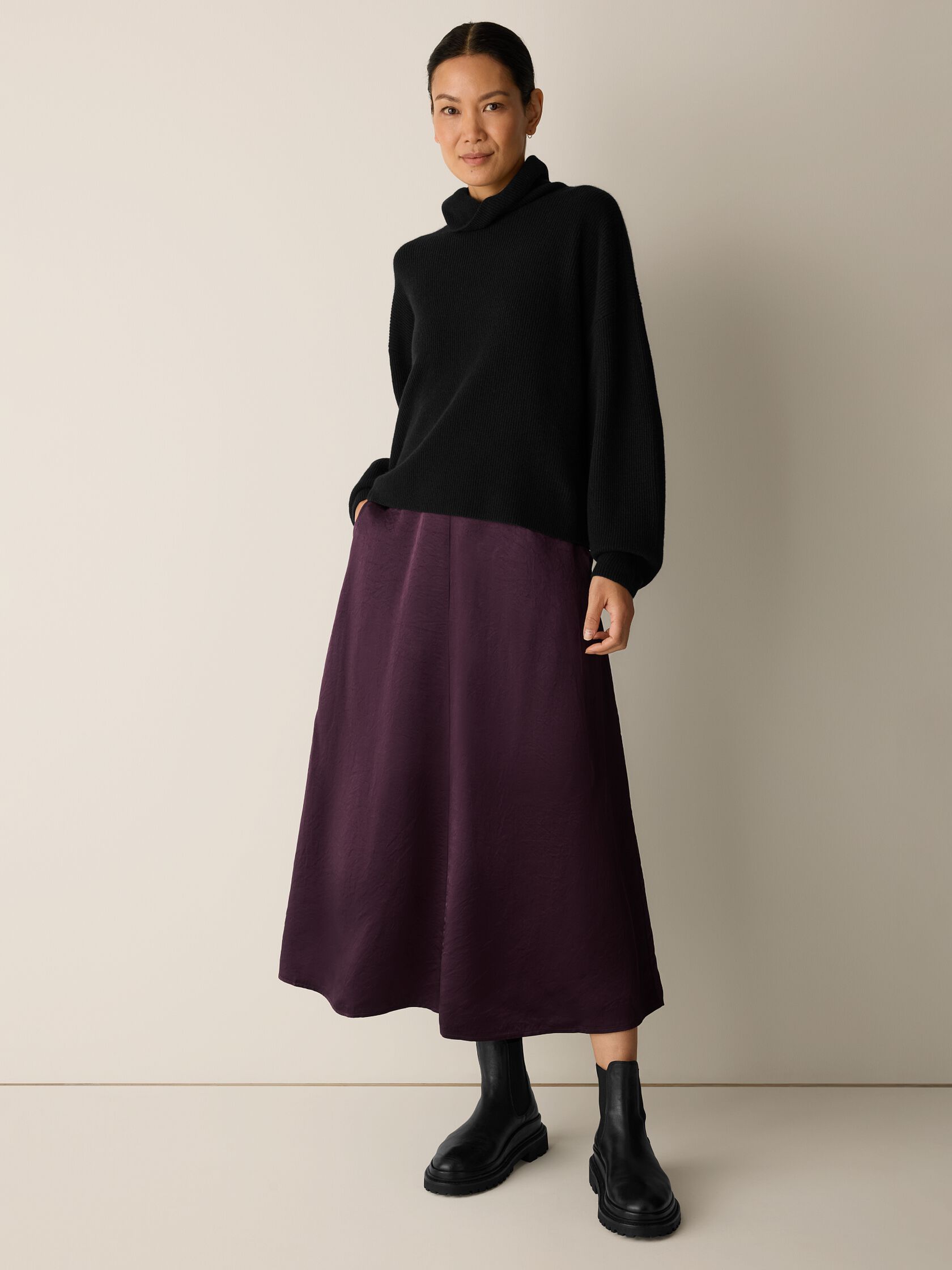 Textured Satin Half-Circle Skirt